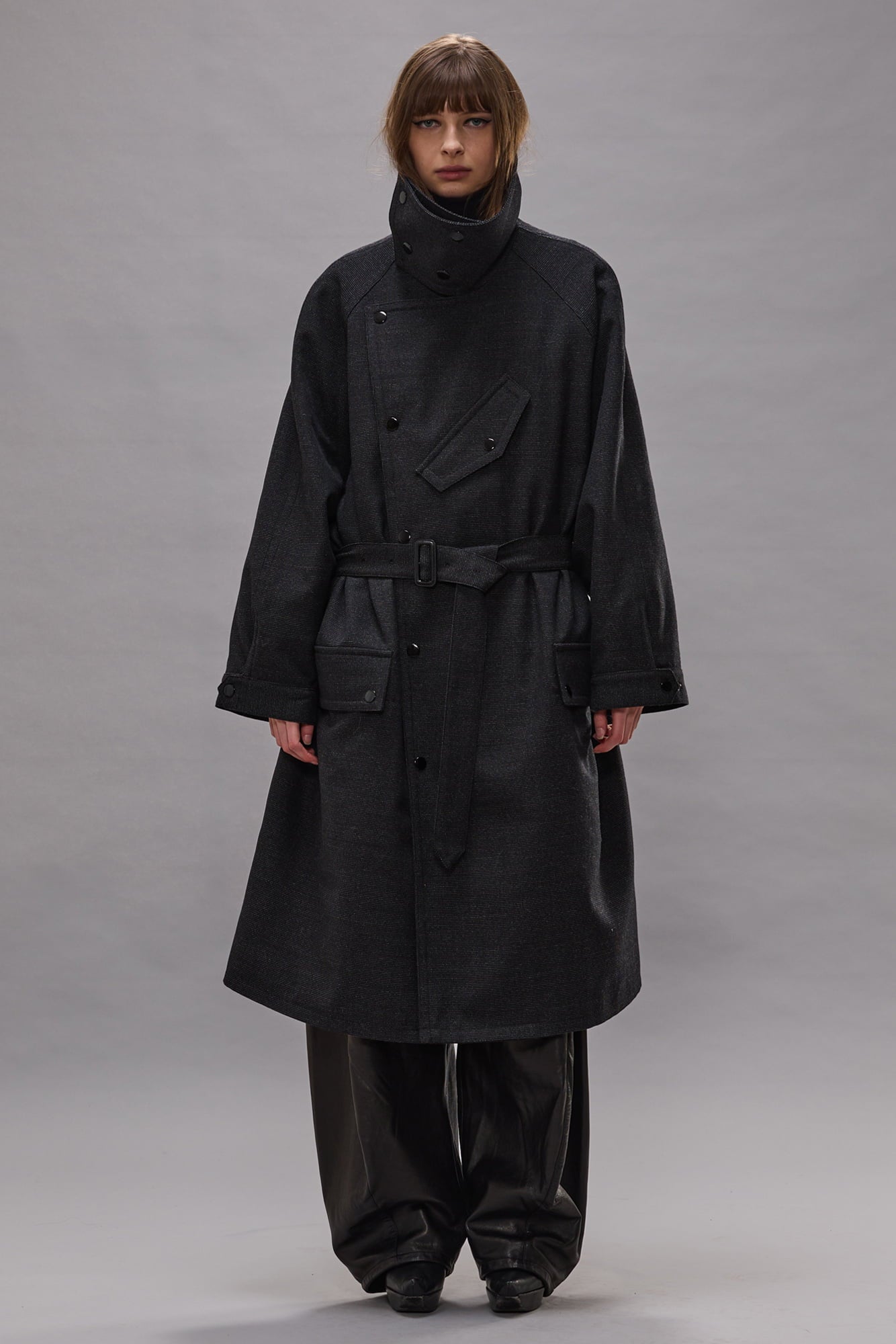 Dispatch Coat With Funnel Neck - Charcoal Grey - R13