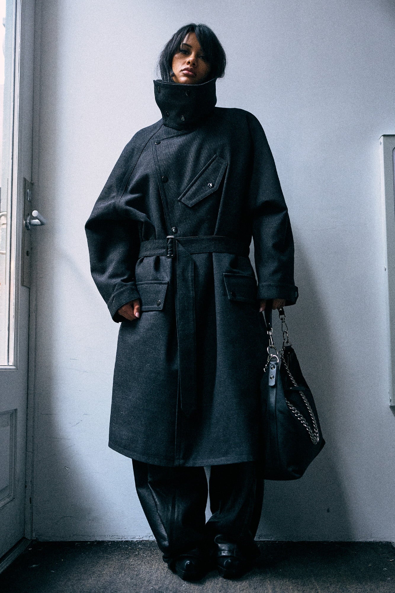 Dispatch Coat With Funnel Neck - Charcoal Grey - R13