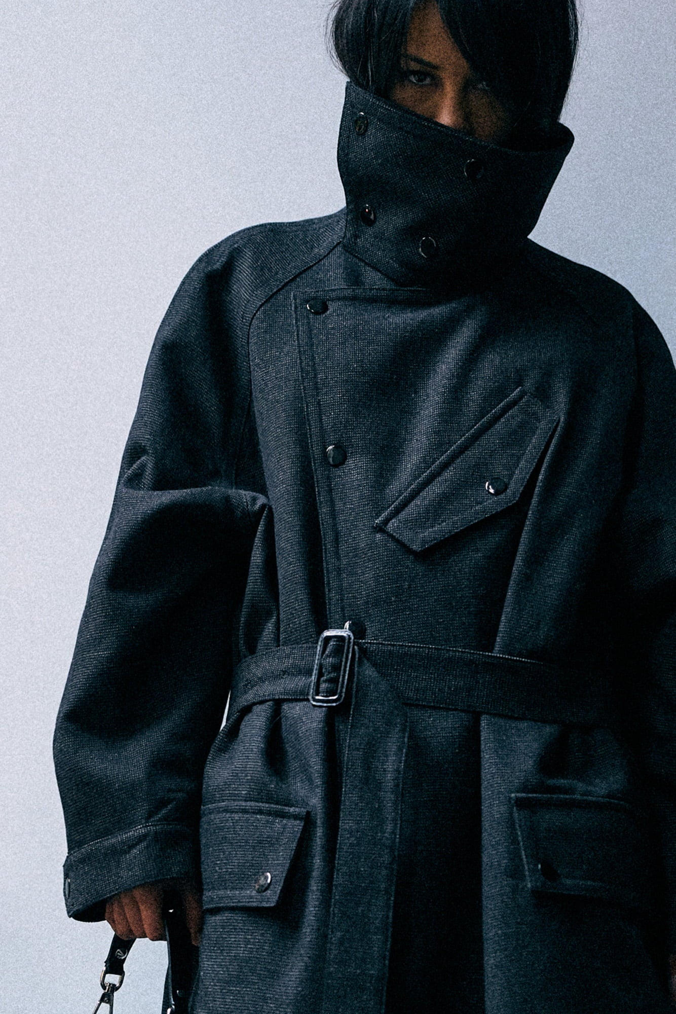 Dispatch Coat With Funnel Neck - Charcoal Grey - R13