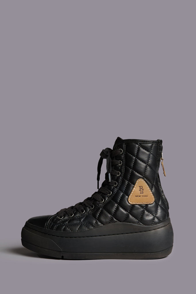 Distressed Tall Kurt - Black Quilted Leather
