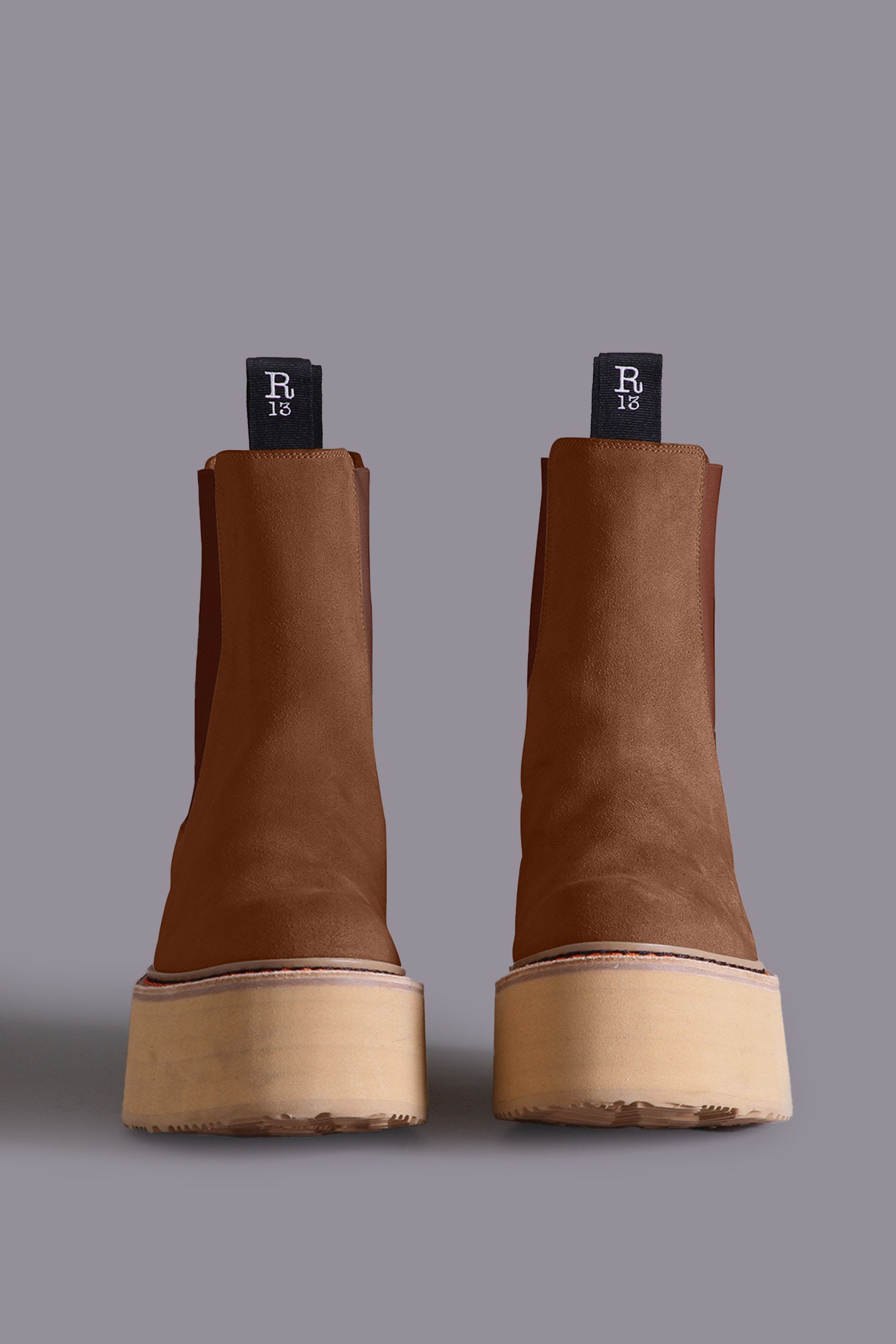 DOUBLE STACK CHELSEA BOOT - BROWN SUEDE - R13