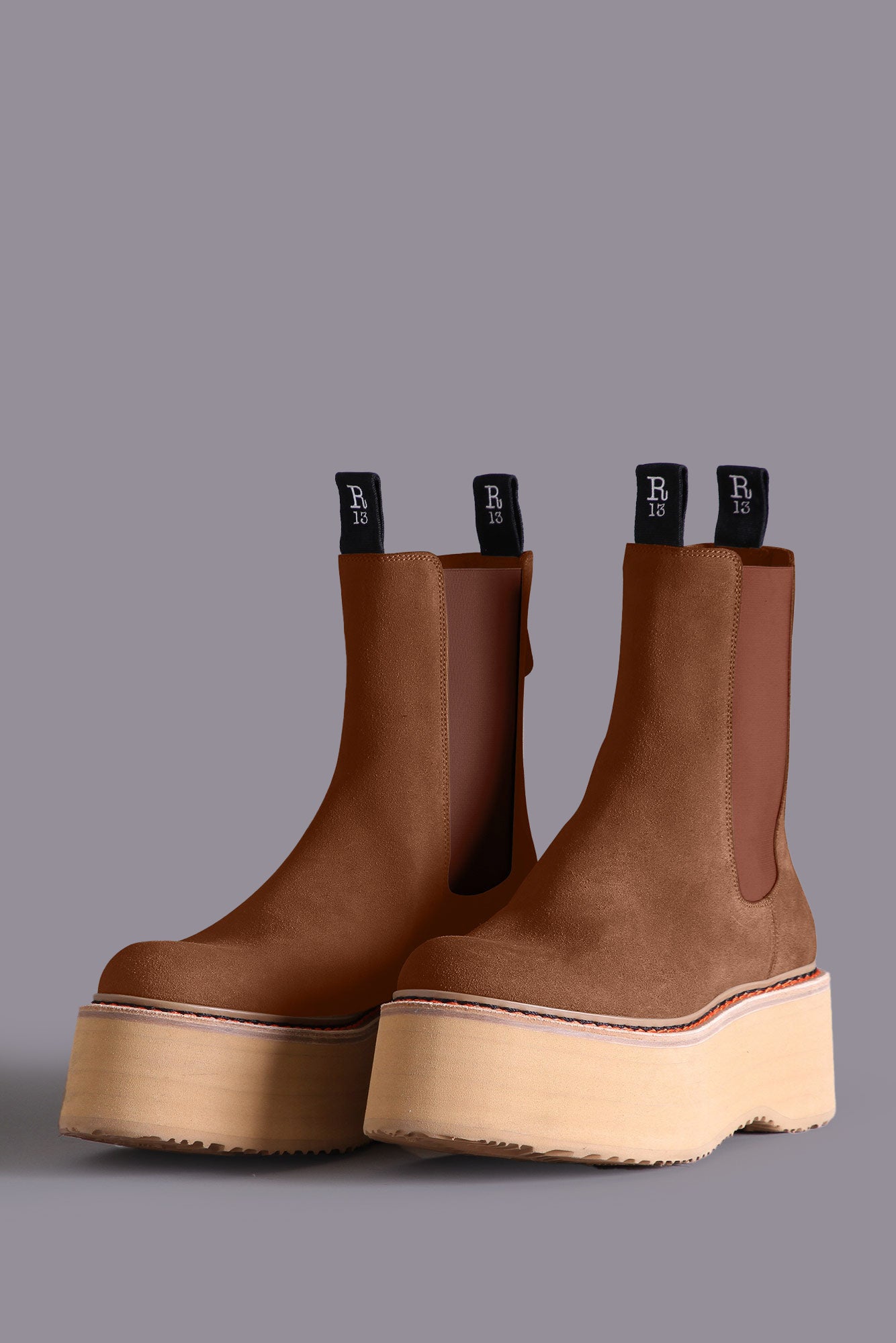 DOUBLE STACK CHELSEA BOOT - BROWN SUEDE - R13