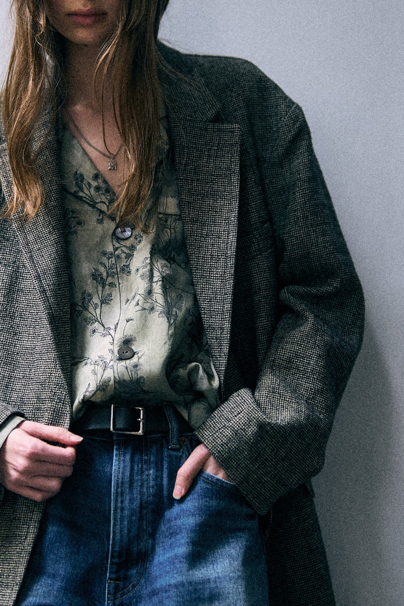 Drop Neck Pj Top - Green Floral - R13