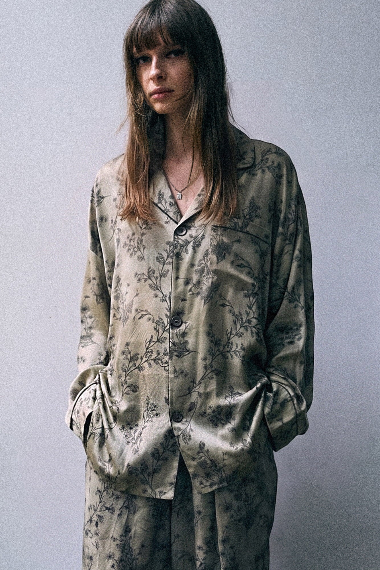 Drop Neck Pj Top - Green Floral