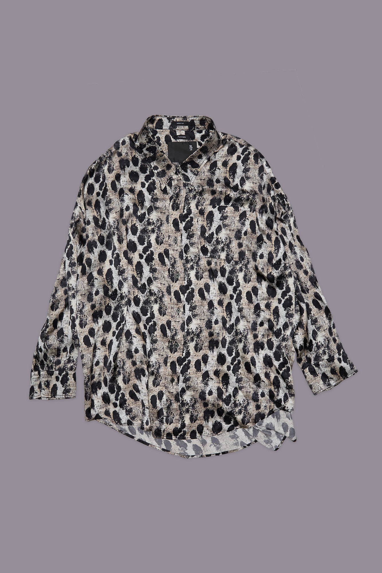 DROP NECK SHIRT - BLACK SILVER LEOPARD - R13