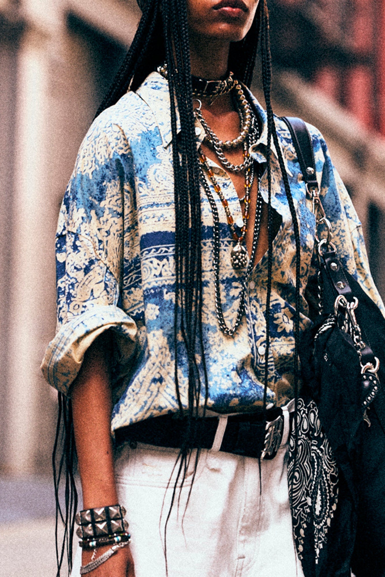 Drop Neck Shirt - Blue Four Bandana Print - R13