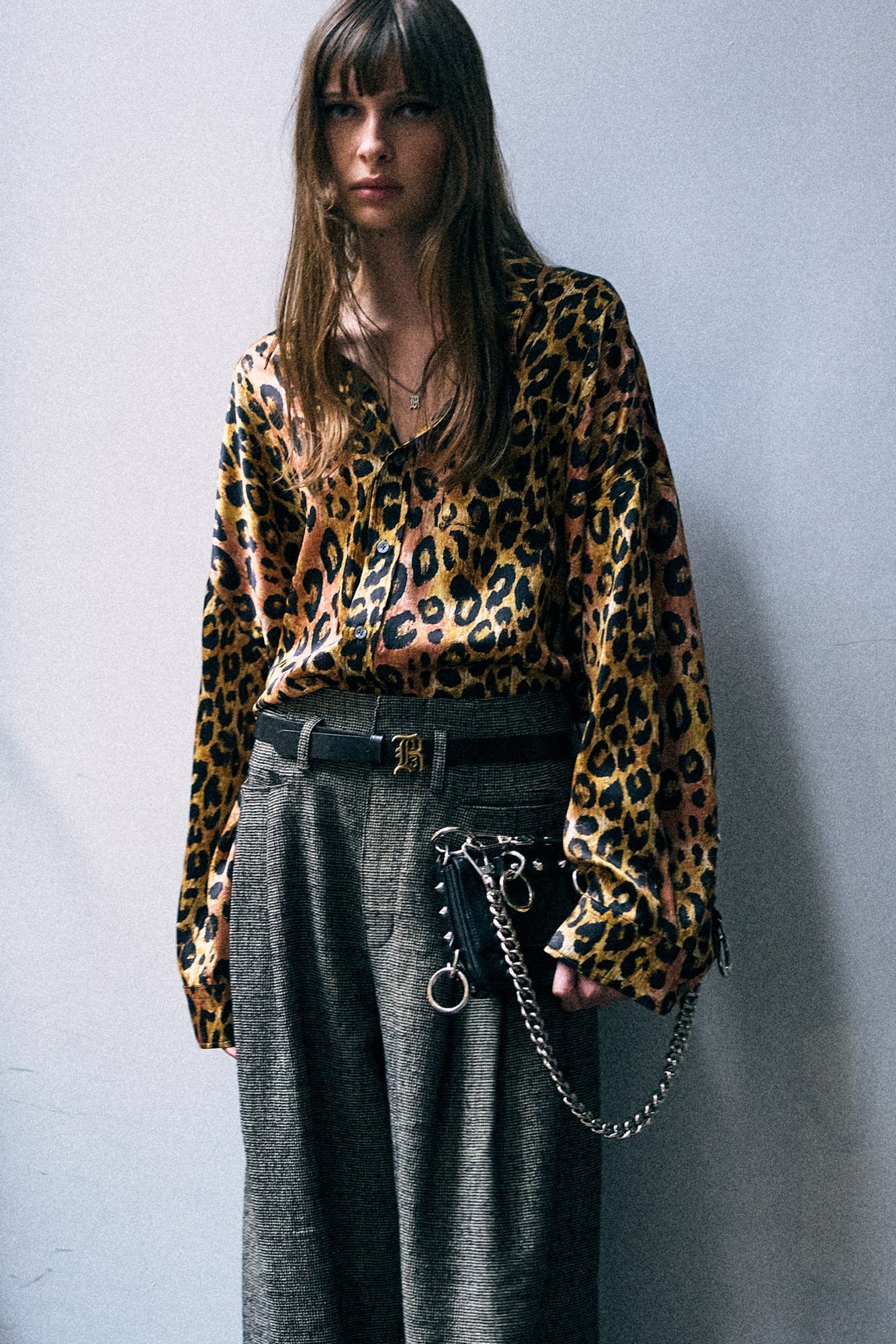 Drop Neck Shirt - Light Brown Pink Leopard - R13