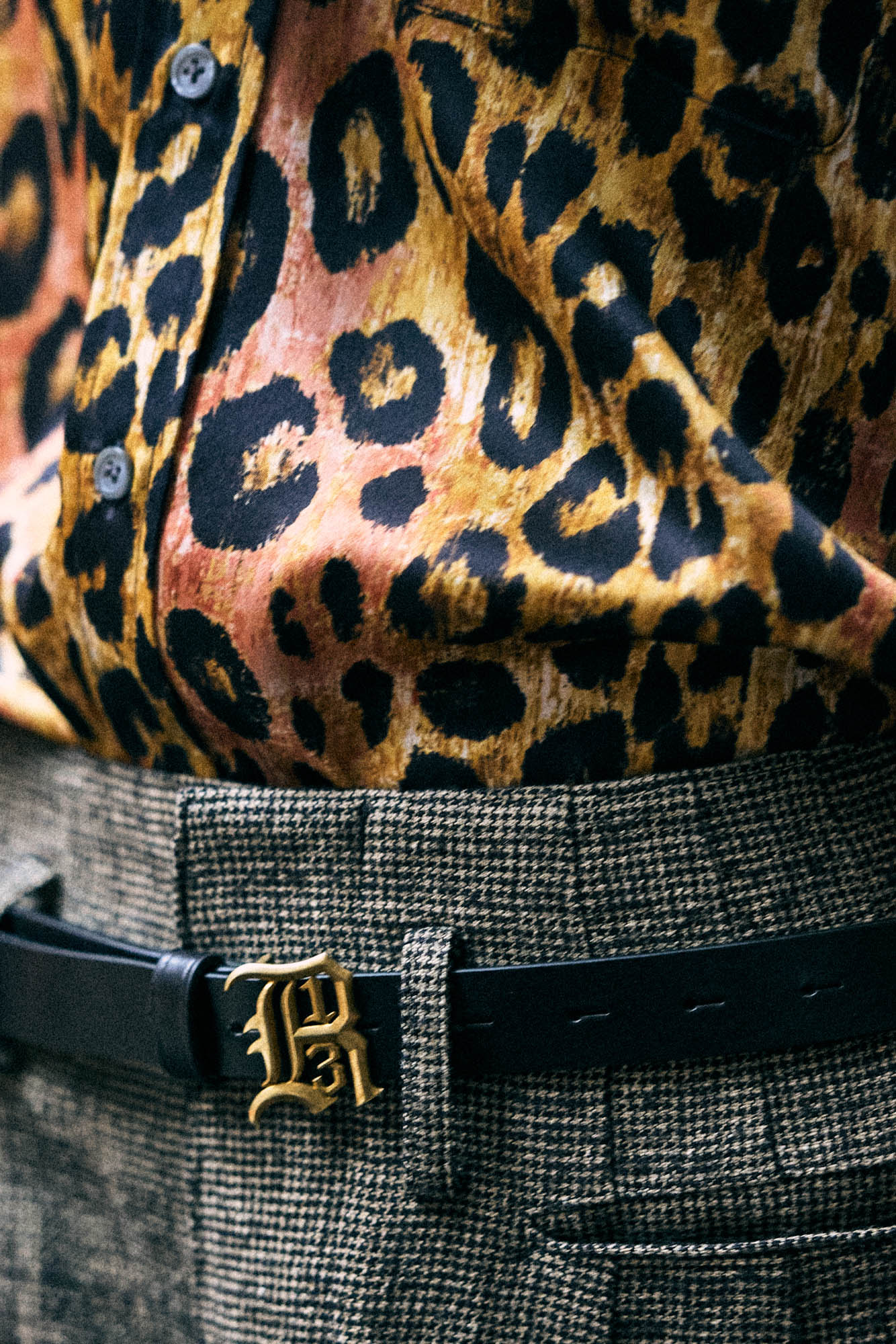 Drop Neck Shirt - Light Brown Pink Leopard - R13