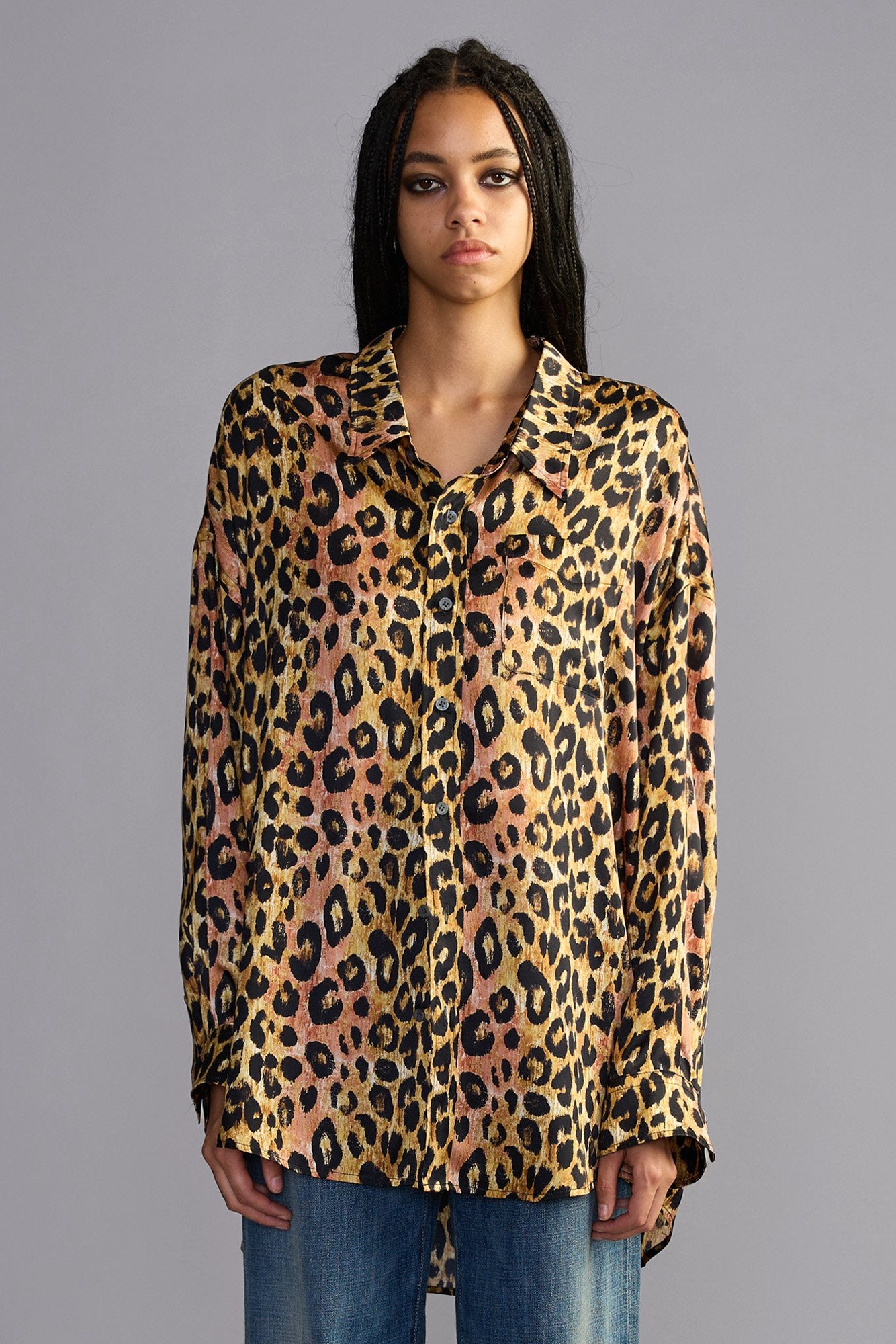 Drop Neck Shirt - Light Brown Pink Leopard - R13