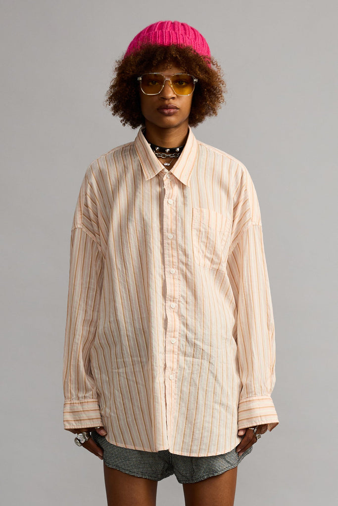 DROP NECK SHIRT - LIGHT PINK STRIPE
