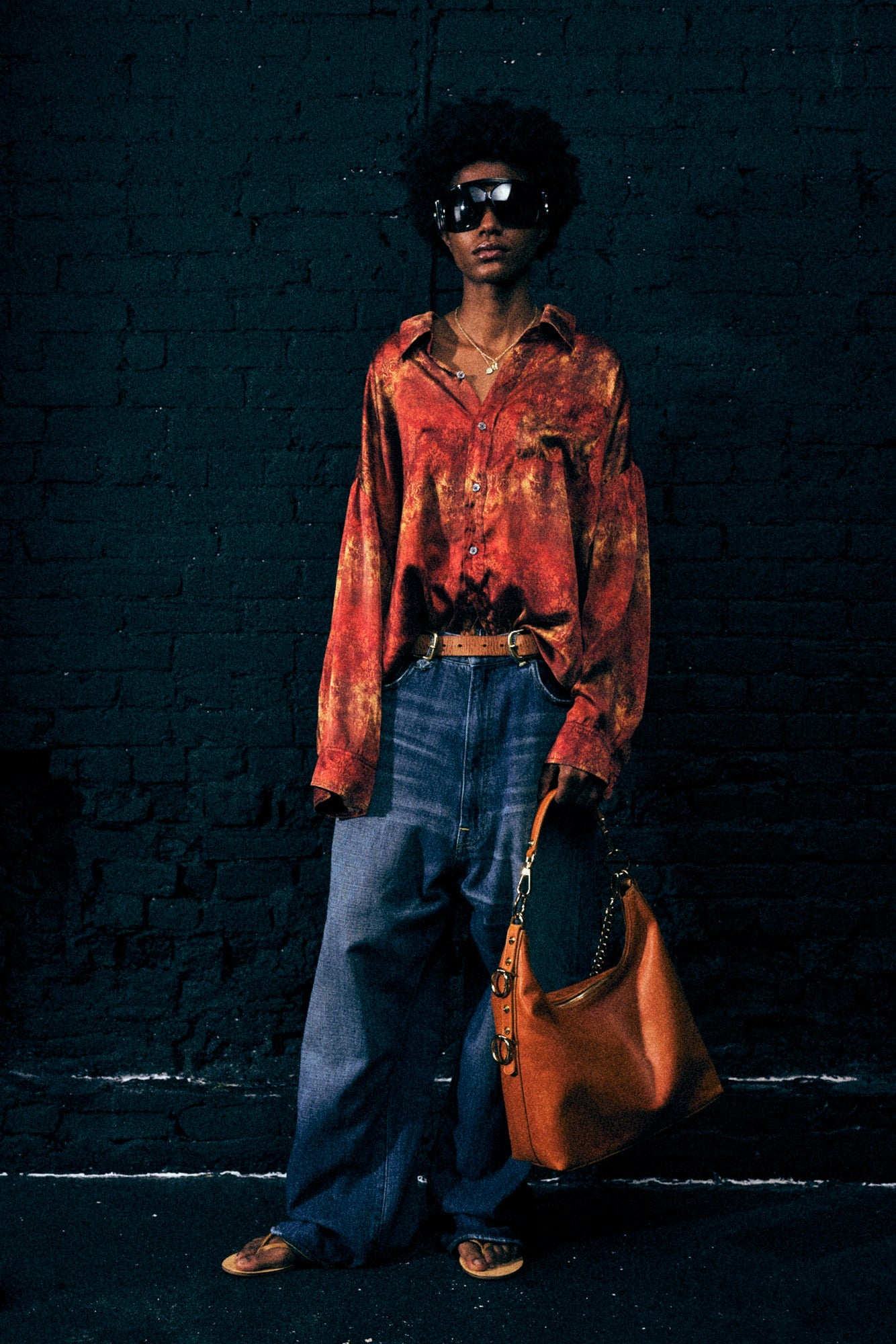 DROP NECK SHIRT - MULTI ORANGE - R13