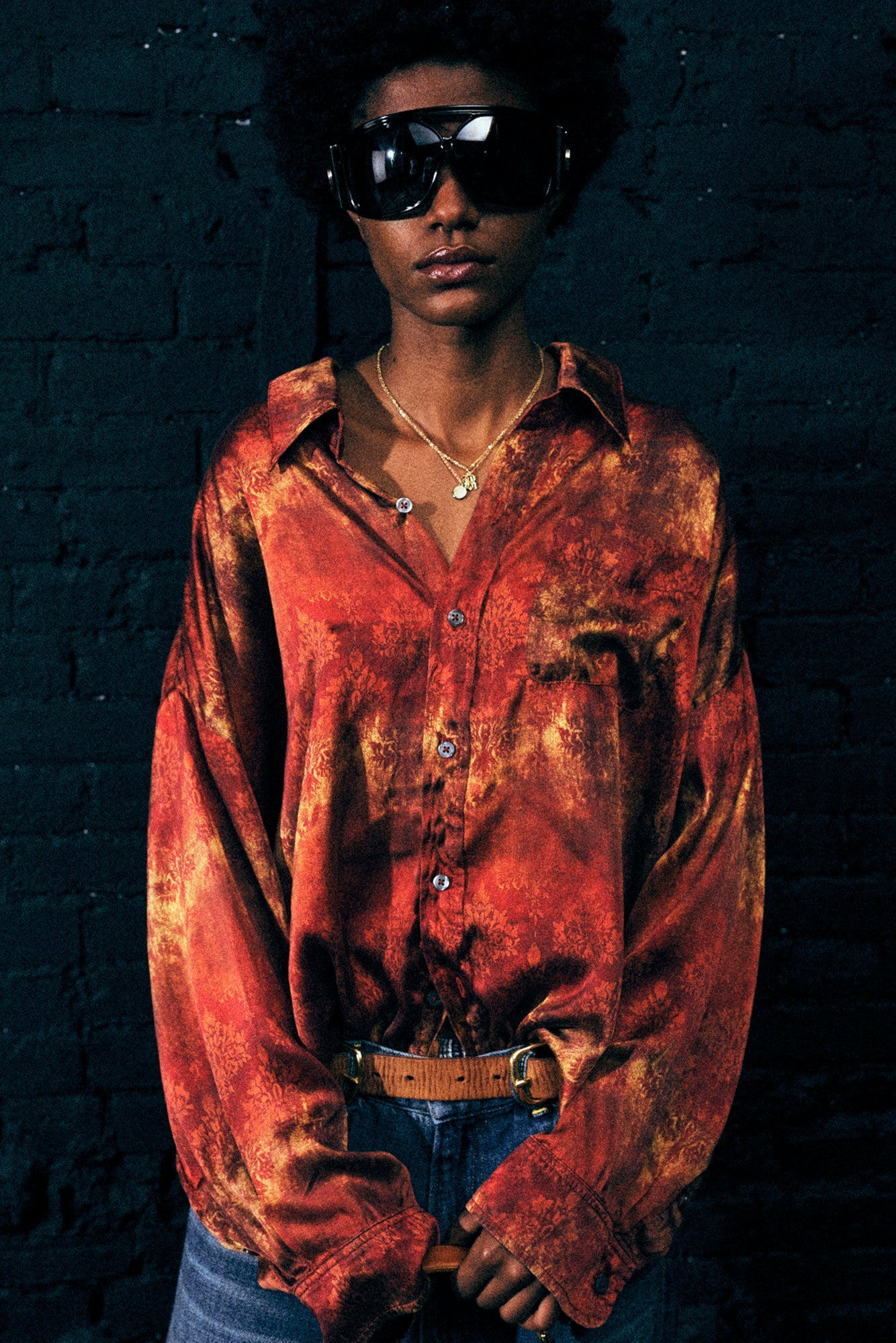 DROP NECK SHIRT - MULTI ORANGE - R13