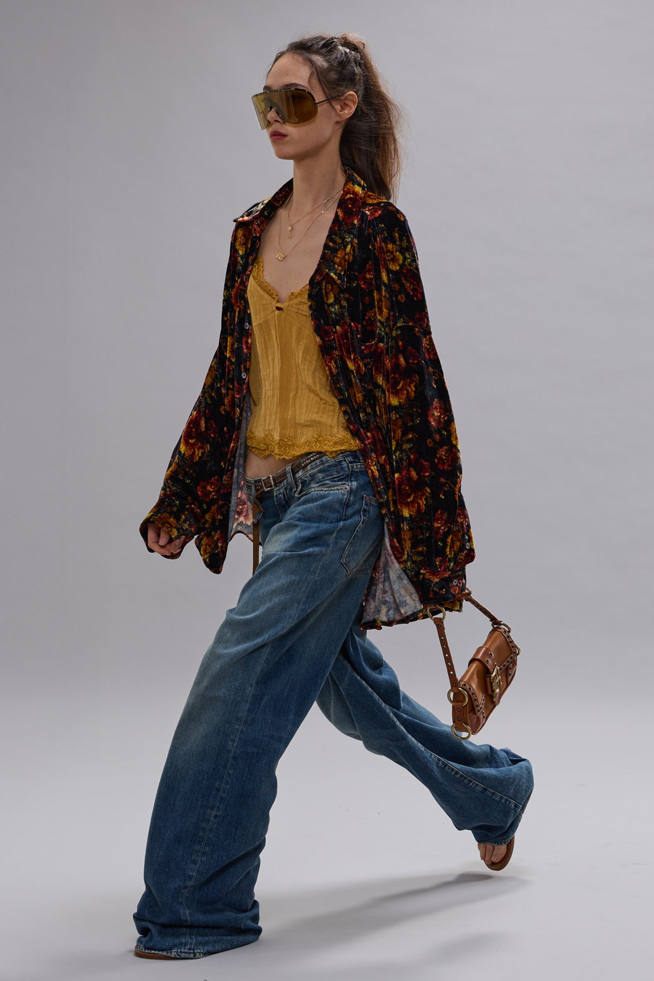 DROP NECK SHIRT - ORANGE MULTI FLORAL - R13