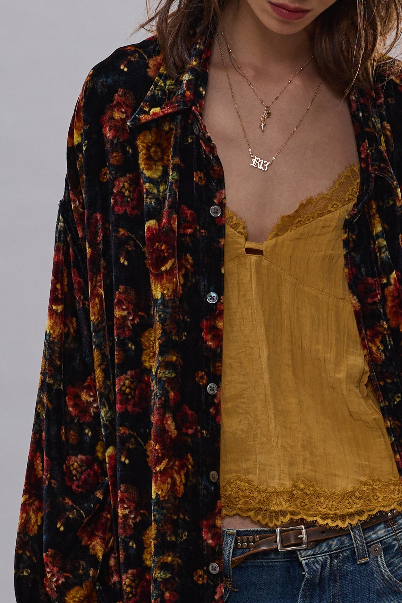 DROP NECK SHIRT - ORANGE MULTI FLORAL - R13