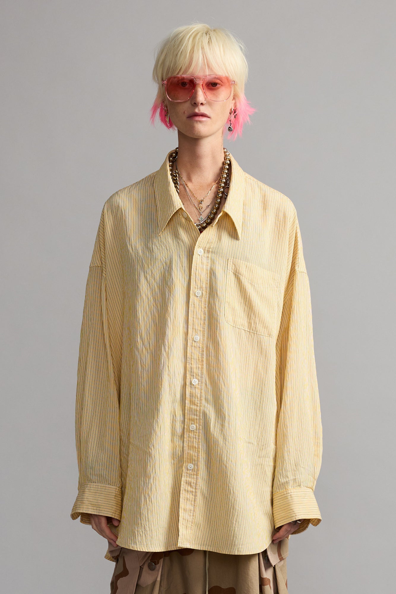 DROP NECK SHIRT - ORANGE STRIPE - R13