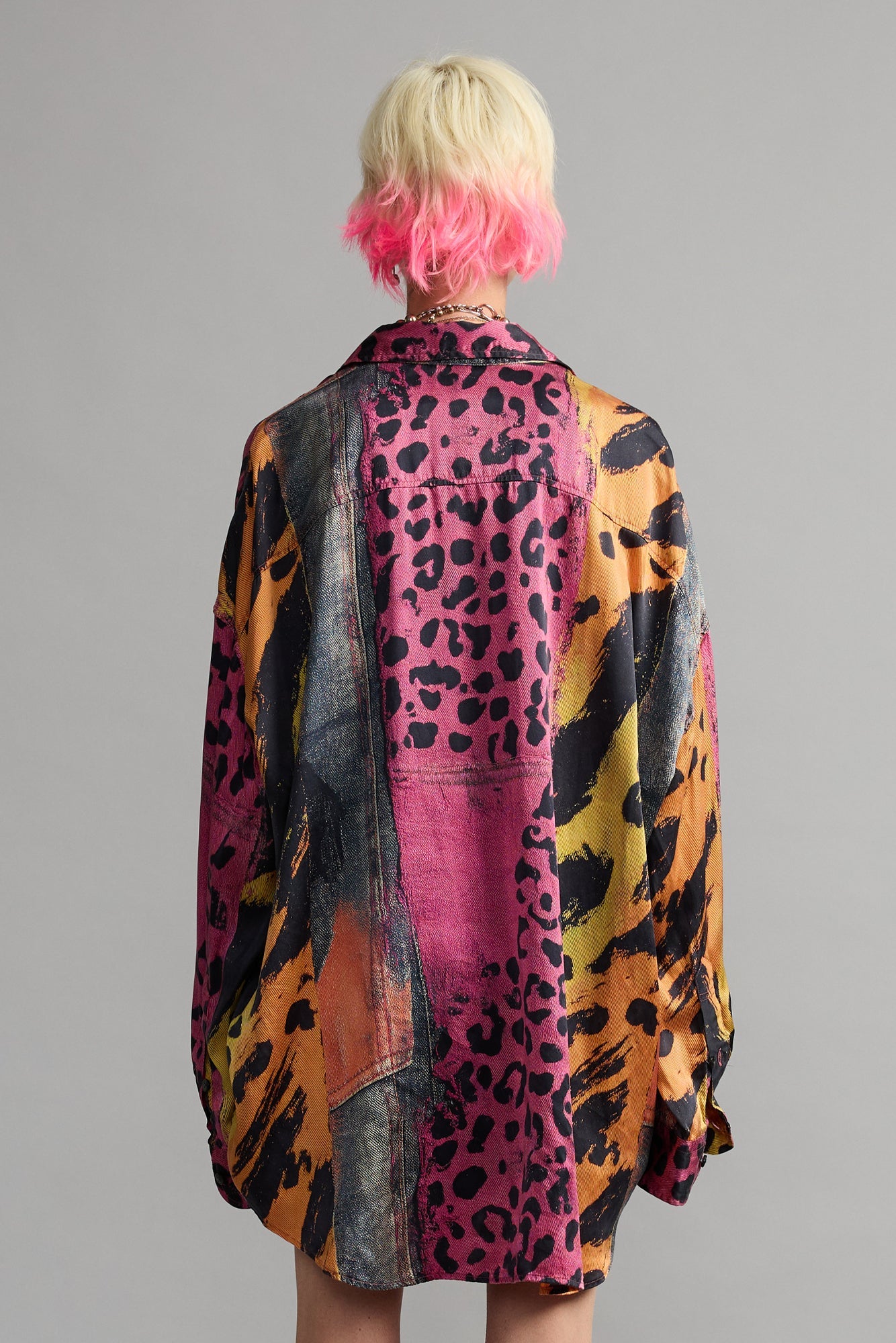 Drop Neck Shirt - Pink And Orange Multicolor - R13