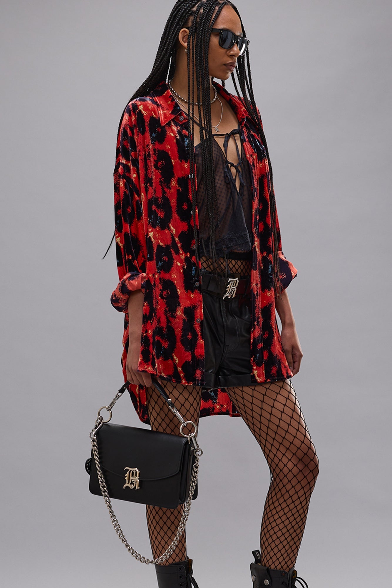 DROP NECK SHIRT - RED LEOPARD - R13