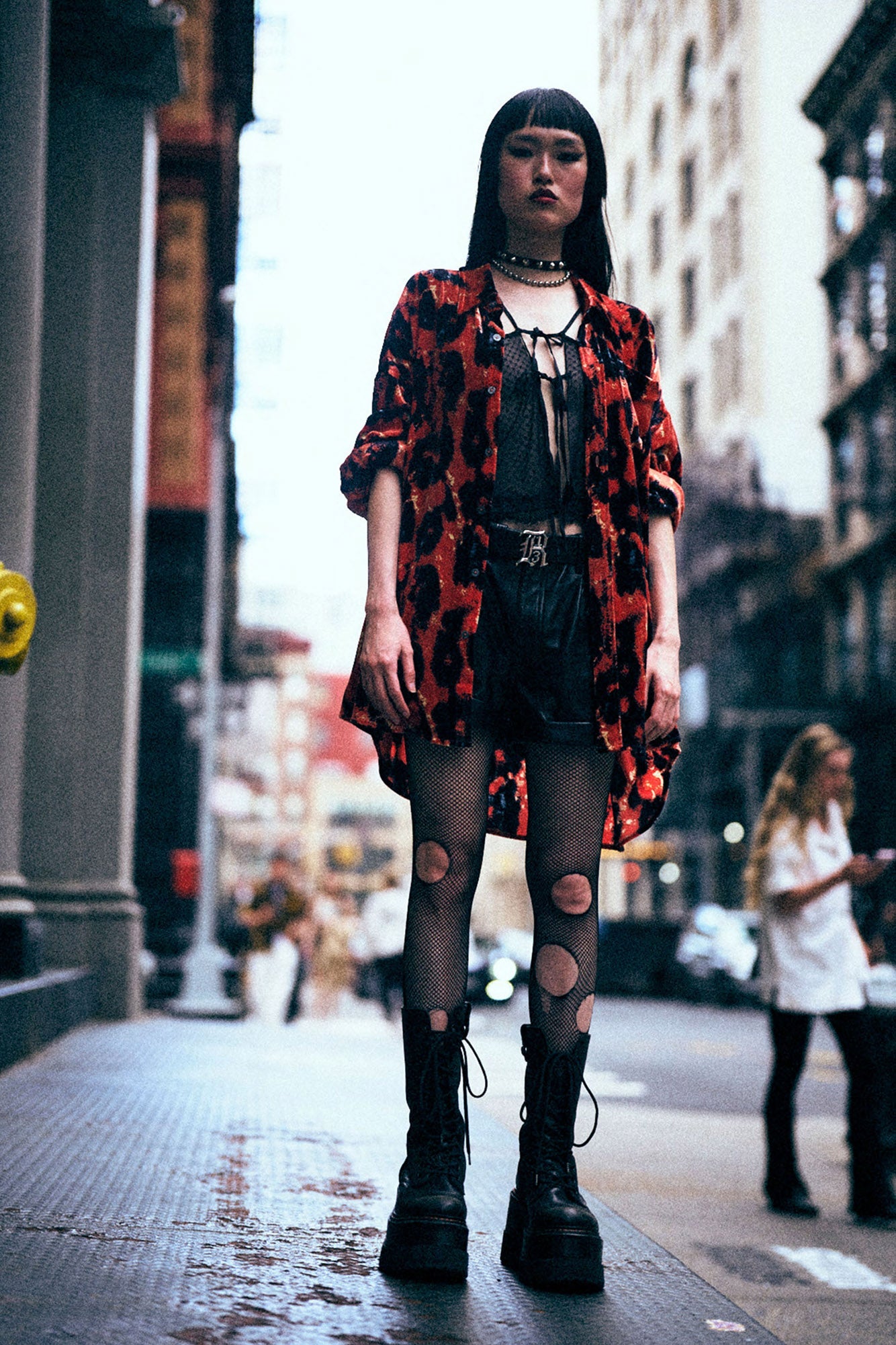 DROP NECK SHIRT - RED LEOPARD