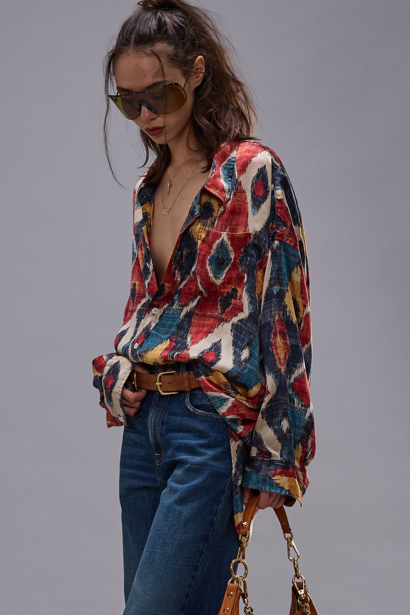 DROP NECK SHIRT - RED MULTICOLOR - R13