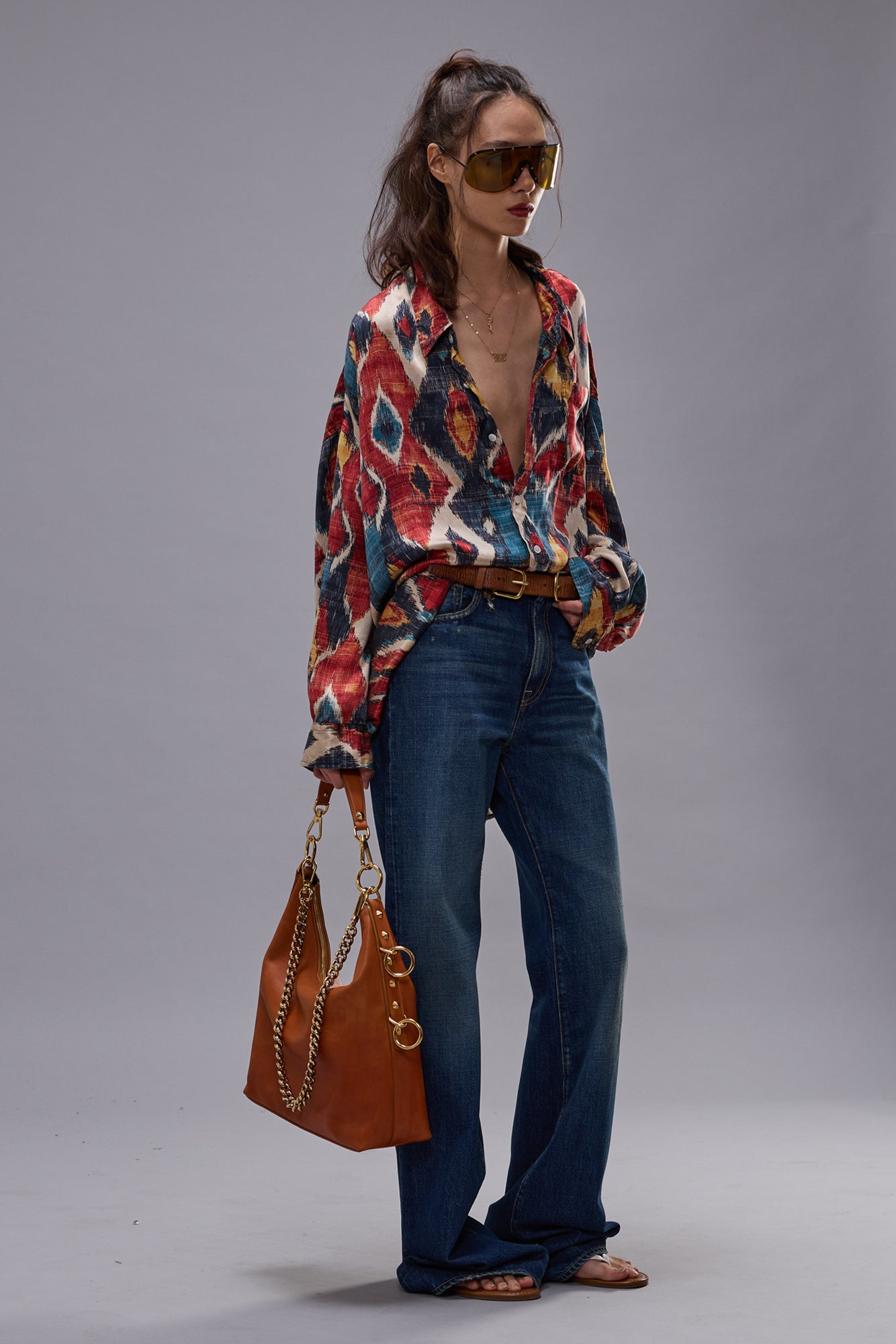 DROP NECK SHIRT - RED MULTICOLOR - R13