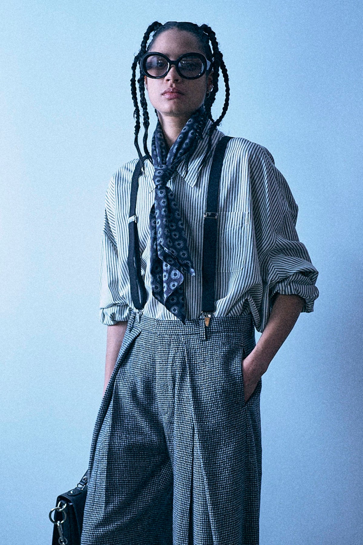 Drop Neck Shirt - White And Black Stripe - R13
