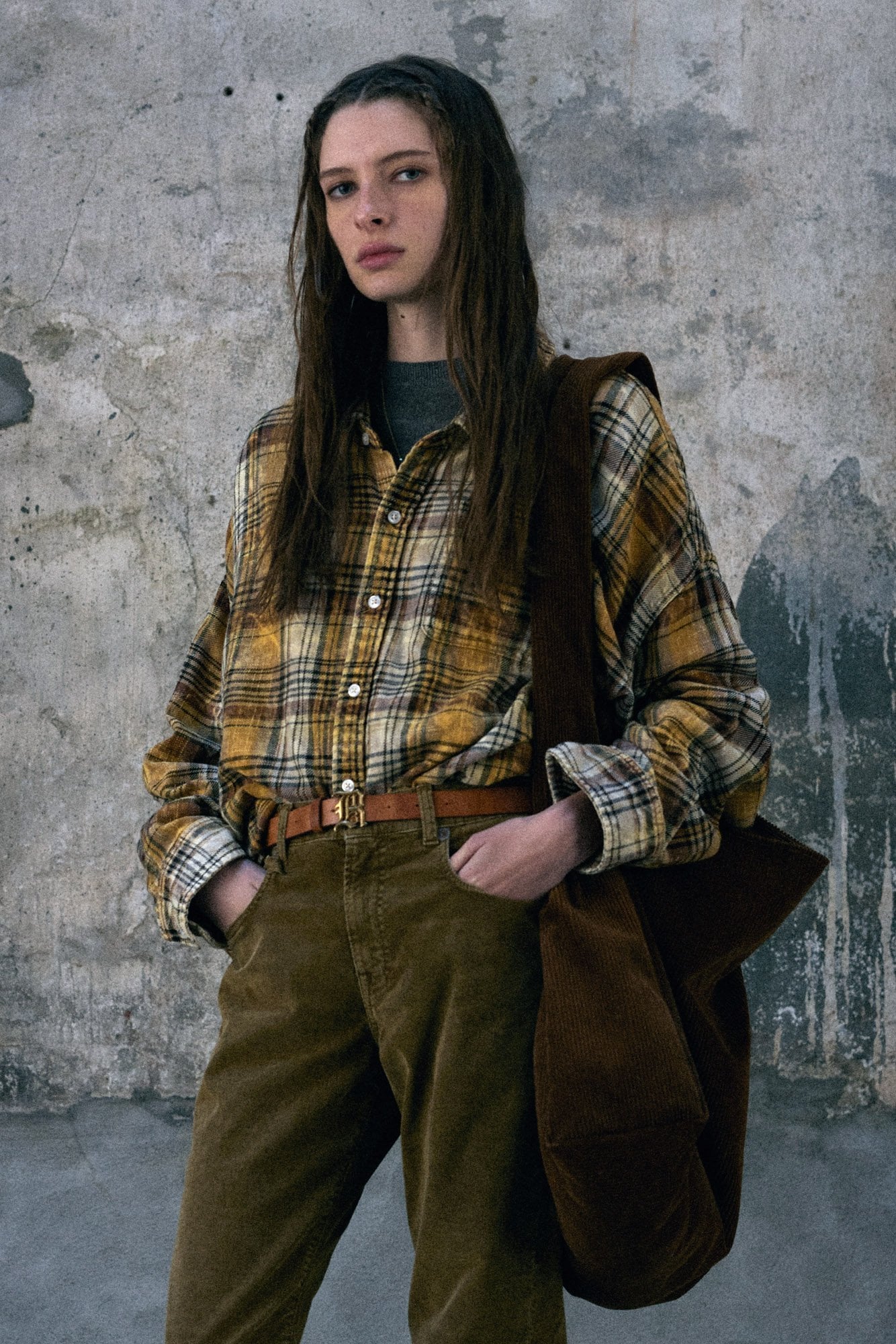 Drop Neck Shirt - Yellow Plaid