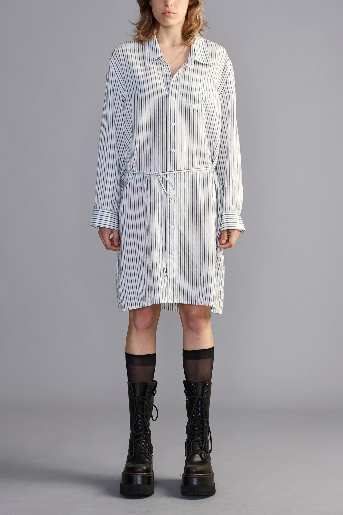 Drop Neck Shirtdress - Blue Multi Stripe - R13