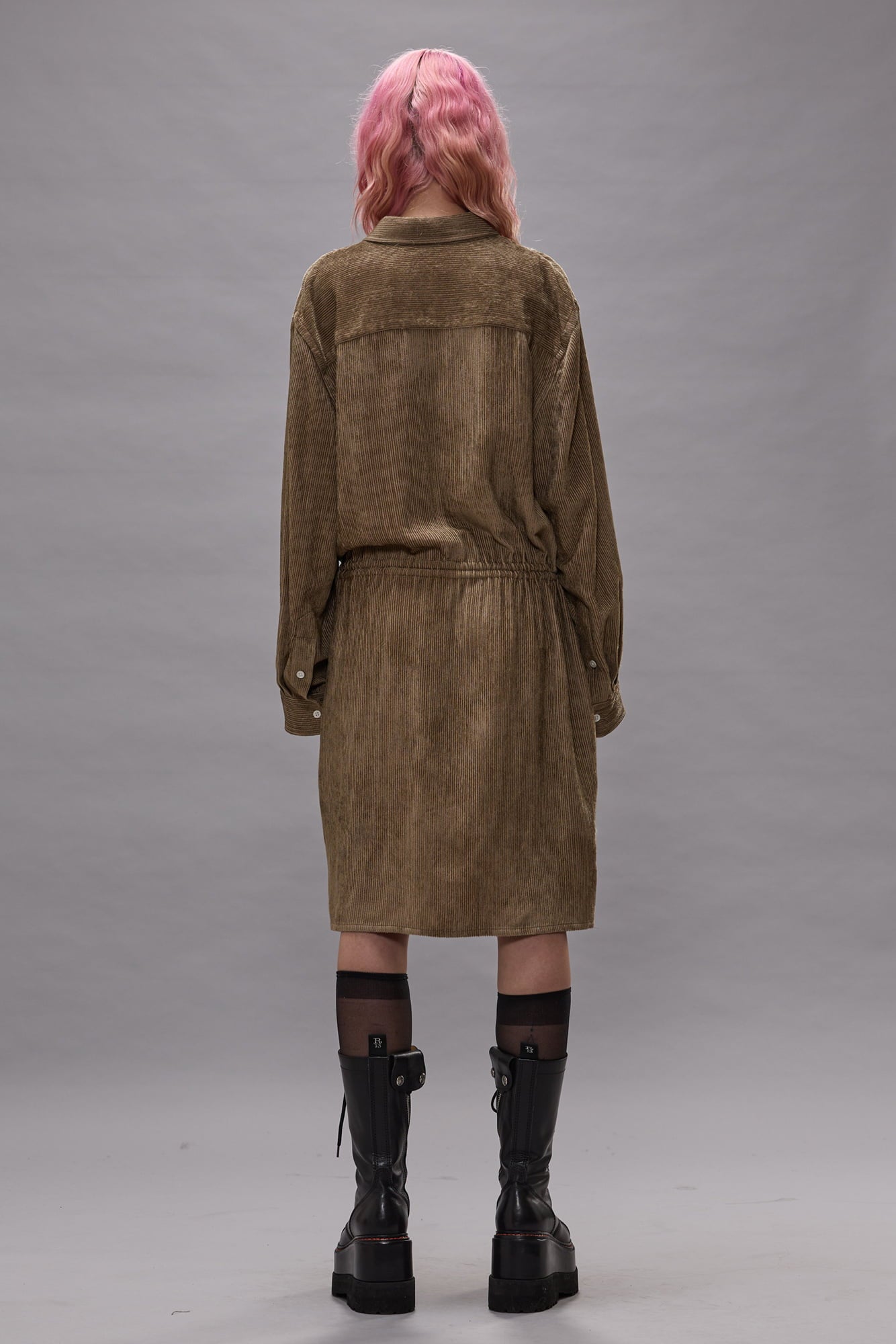 Drop Neck Shirtdress - Dusty Khaki - R13