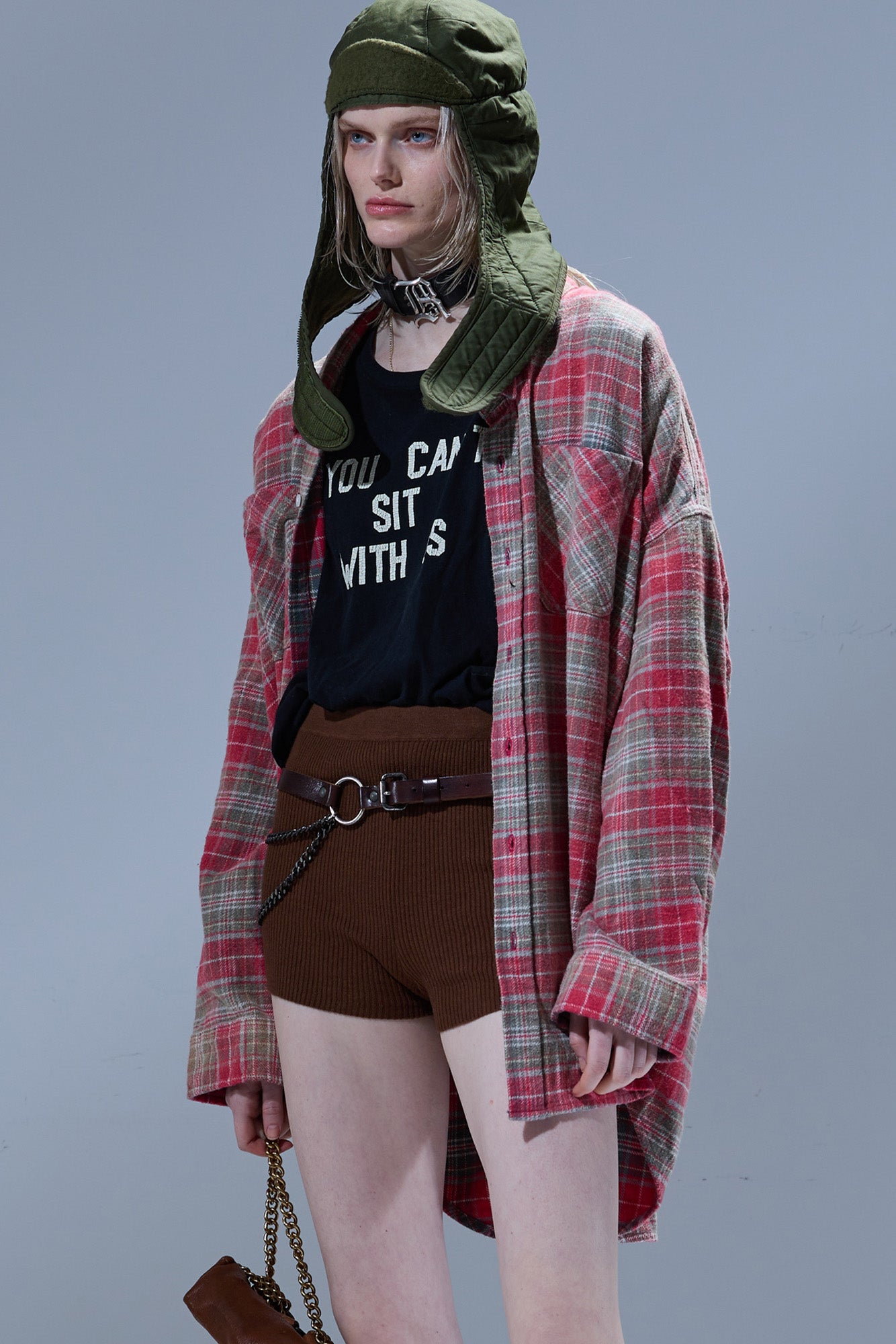 DROP NECK WORKSHIRT - PINK / TEAL PLAID