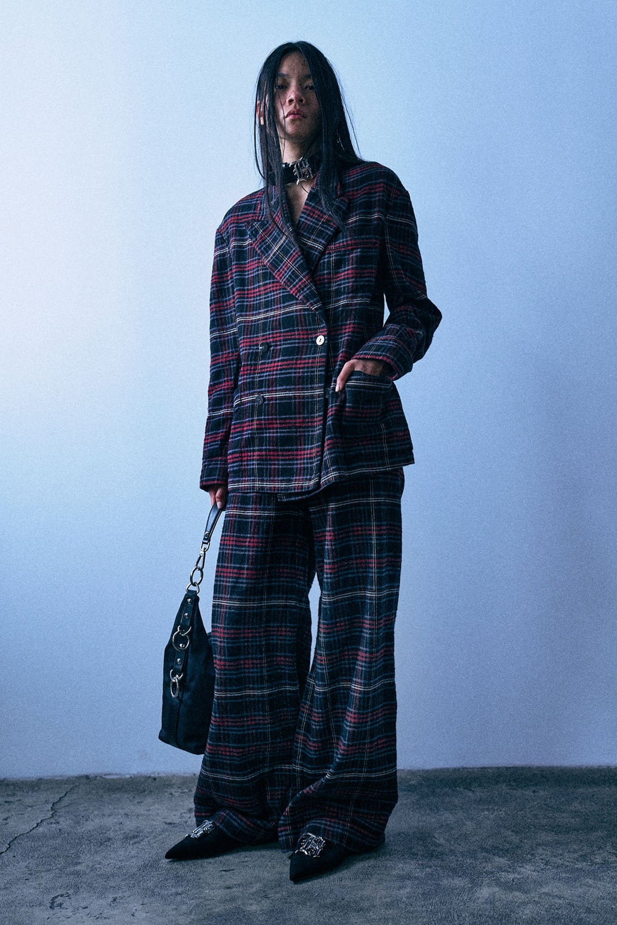 Elastic Waist D'Arcy Flare Pj Pant - Black Red Plaid - R13