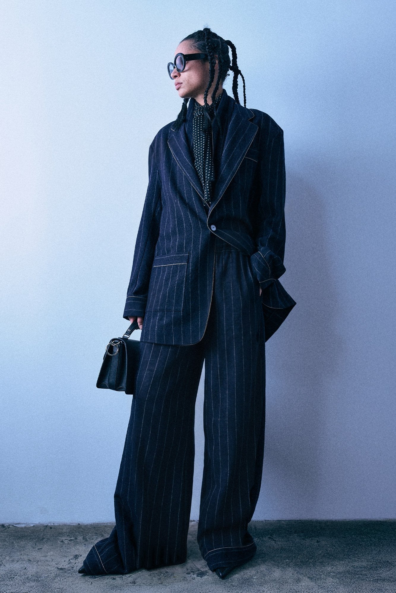 Elastic Waist D'Arcy Flare Pj Pant - Navy And White Stripe