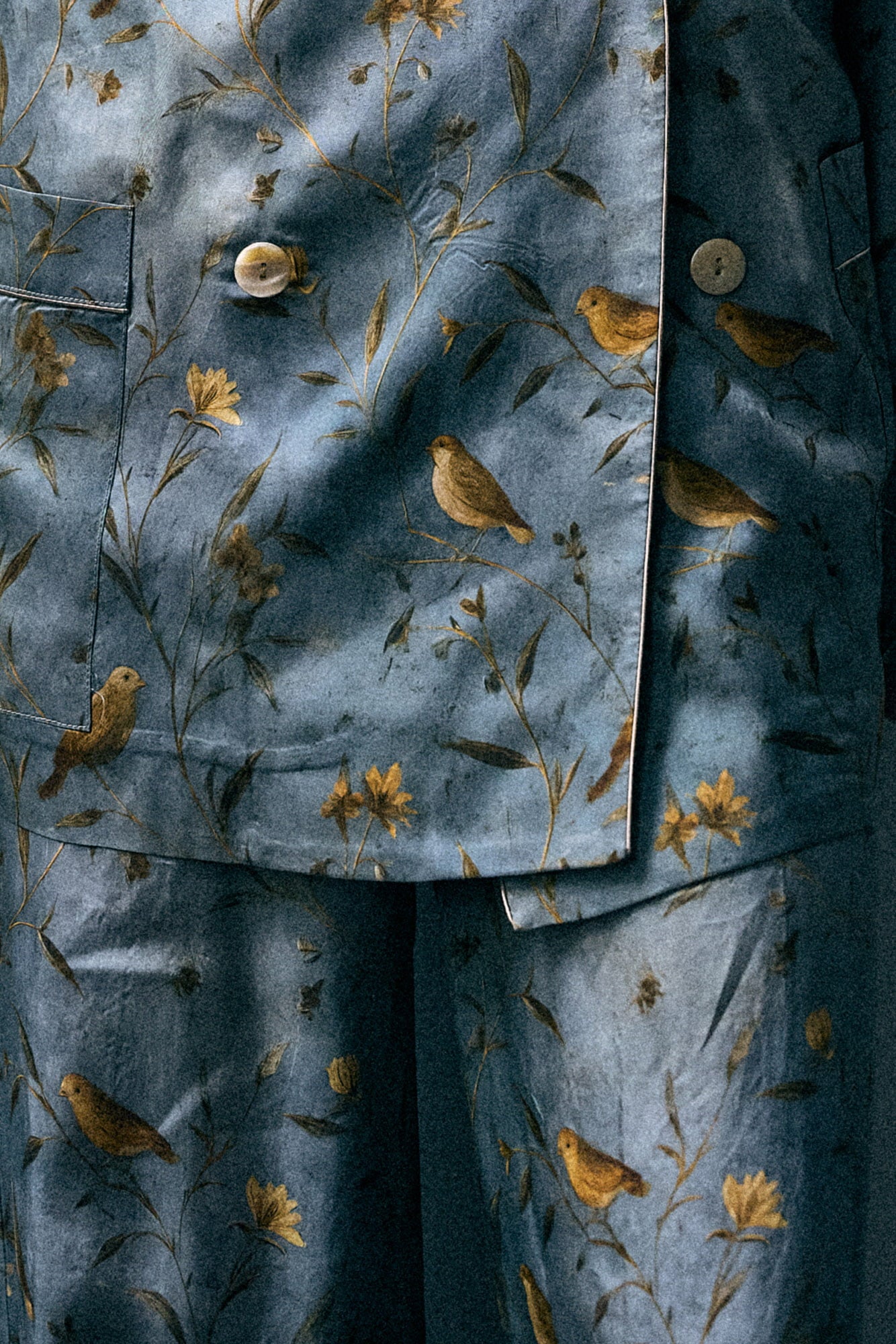 Elastic Waist Darcy Flare Pj Pant - Gold Bird On Blue - R13