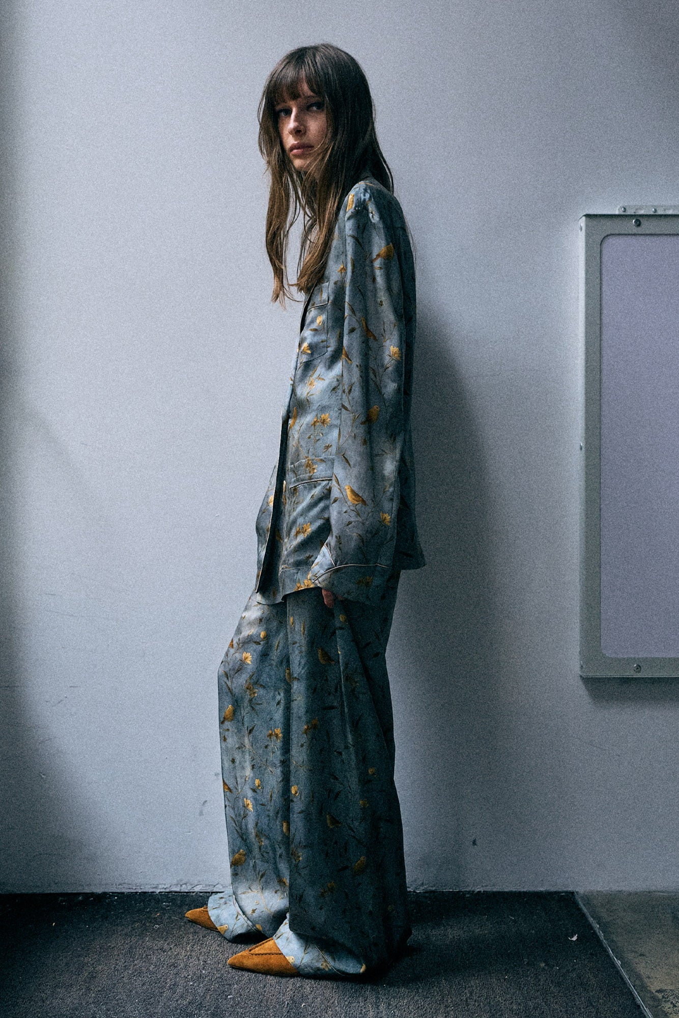 Elastic Waist Darcy Flare Pj Pant - Gold Bird On Blue - R13