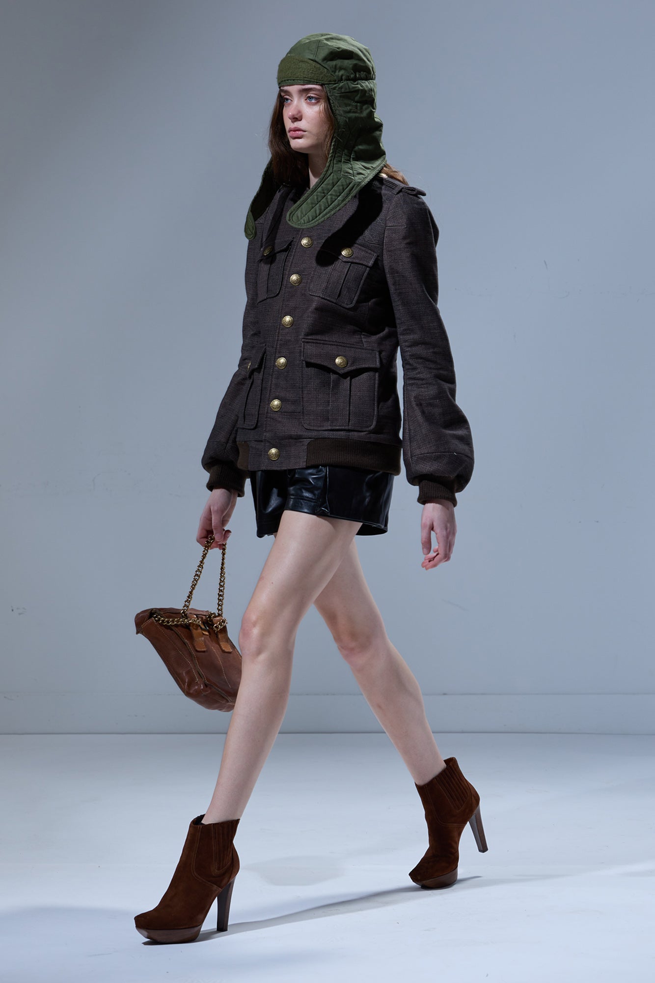 ELONGATED OFFICER JACKET - DARK BROWN - R13