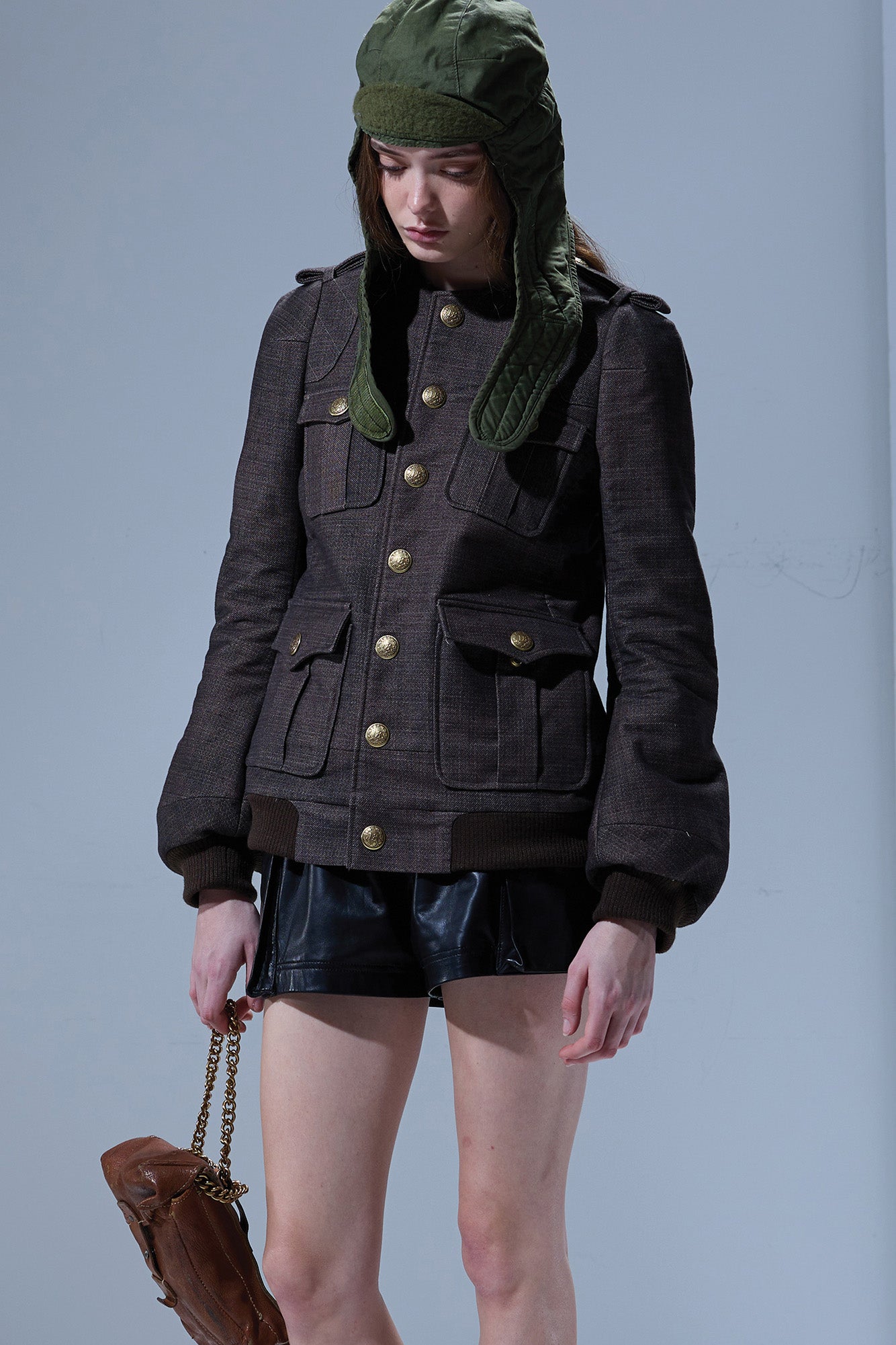 ELONGATED OFFICER JACKET - DARK BROWN - R13