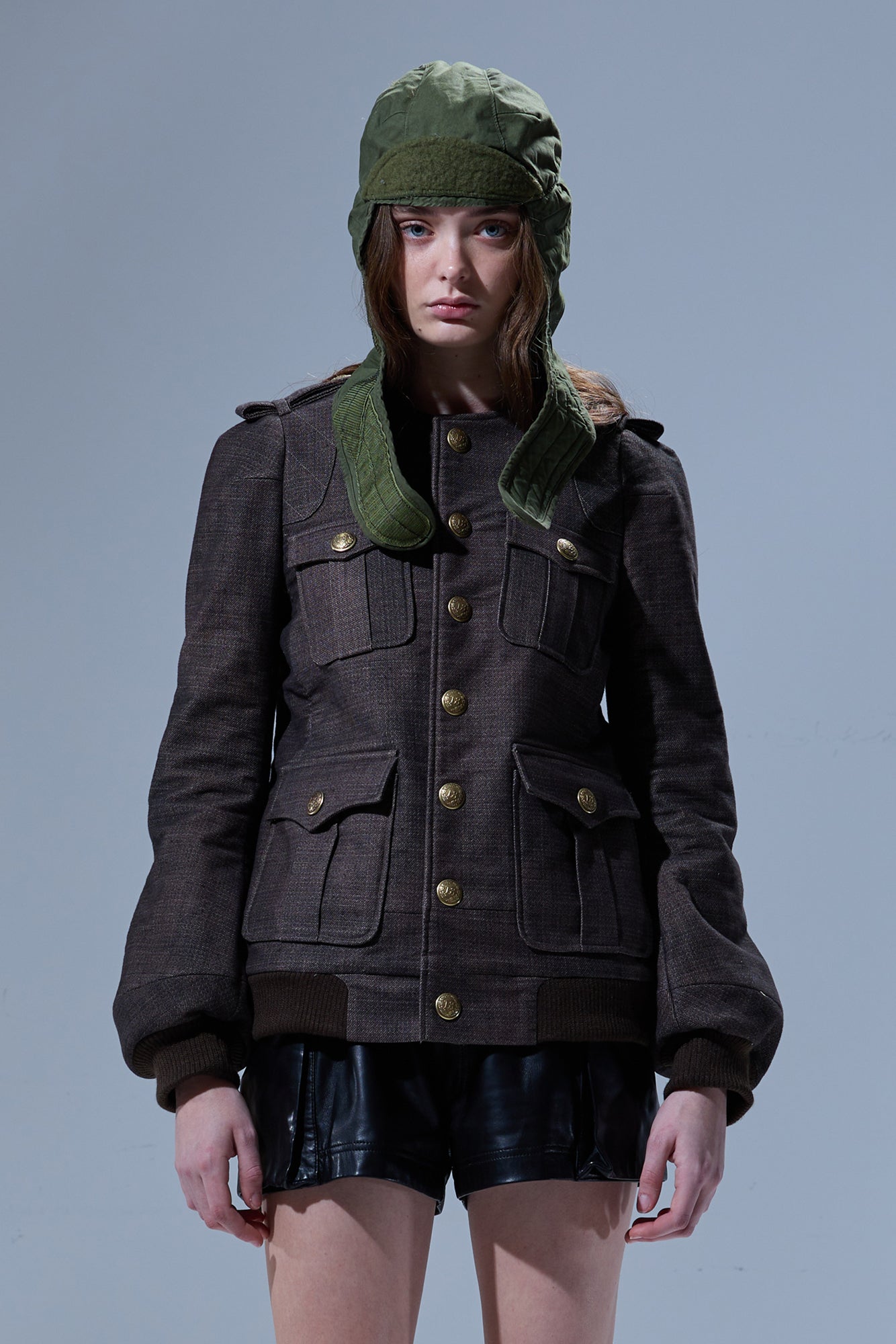 ELONGATED OFFICER JACKET - DARK BROWN - R13