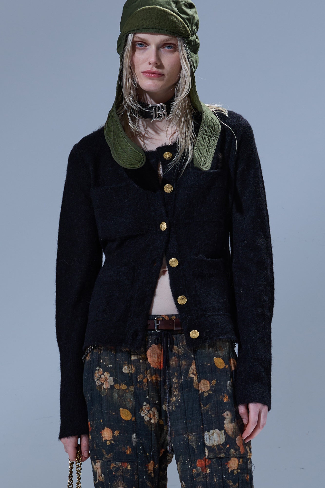 ELONGATED SHRUNKEN CREWNECK CARDIGAN - BLACK - R13