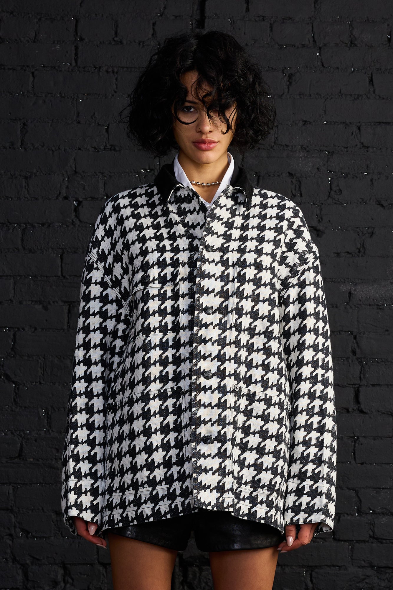 Evelyn Chore Jacket - Black / White Houndstooth - R13