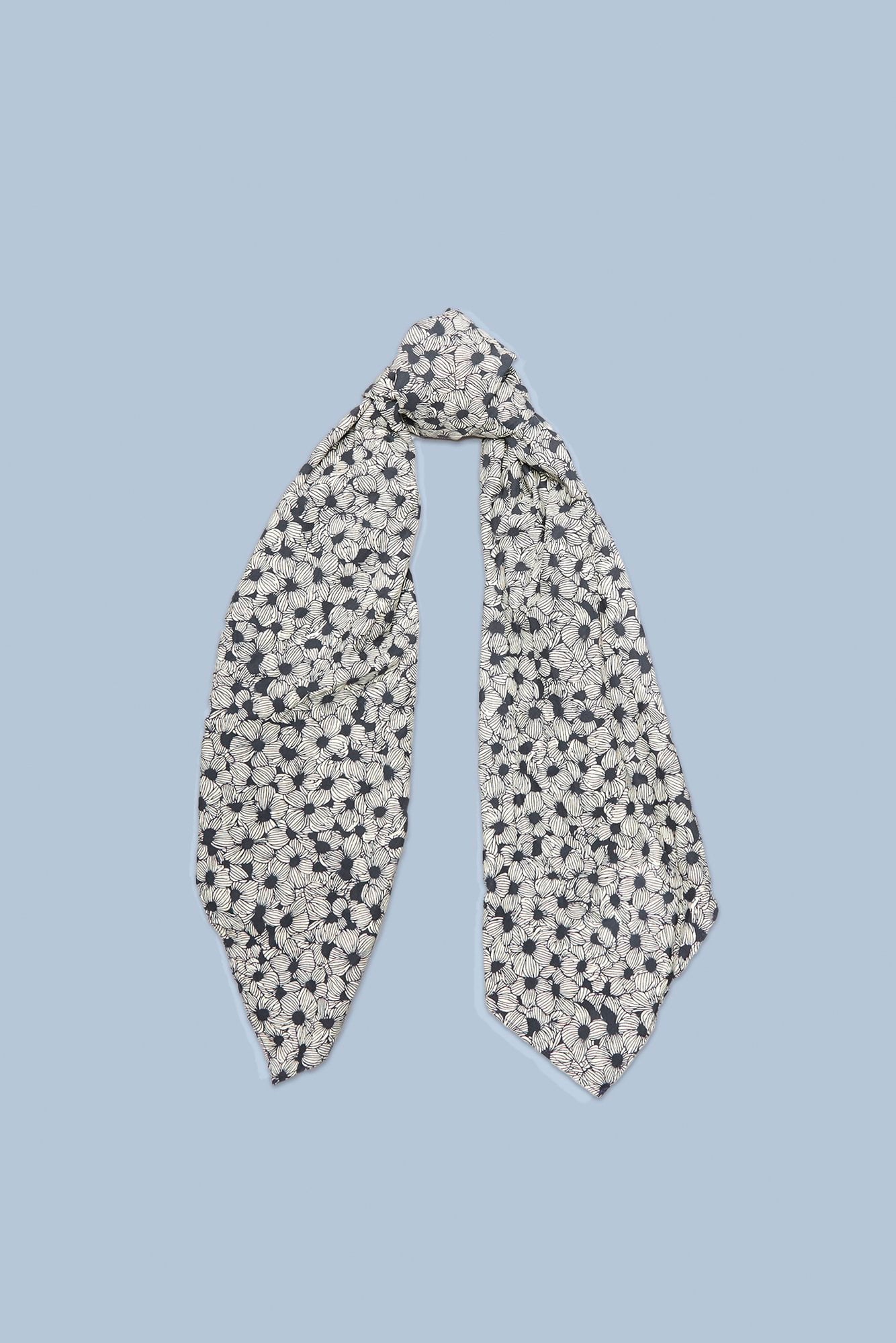 Folded Scarf - Black And White Floral