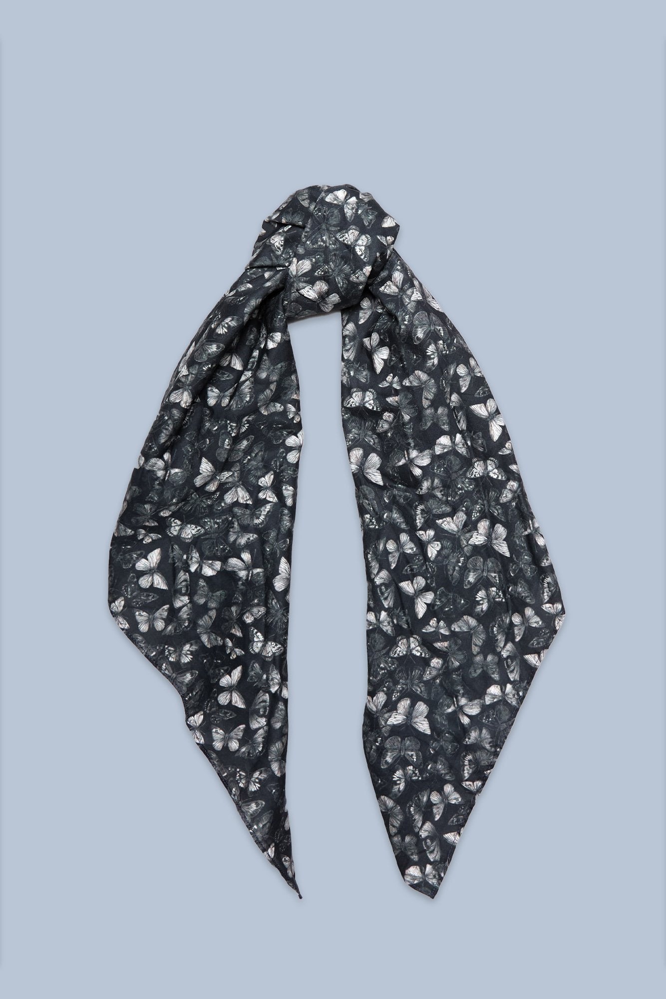 Folded Scarf - Black And White Small Butterfly