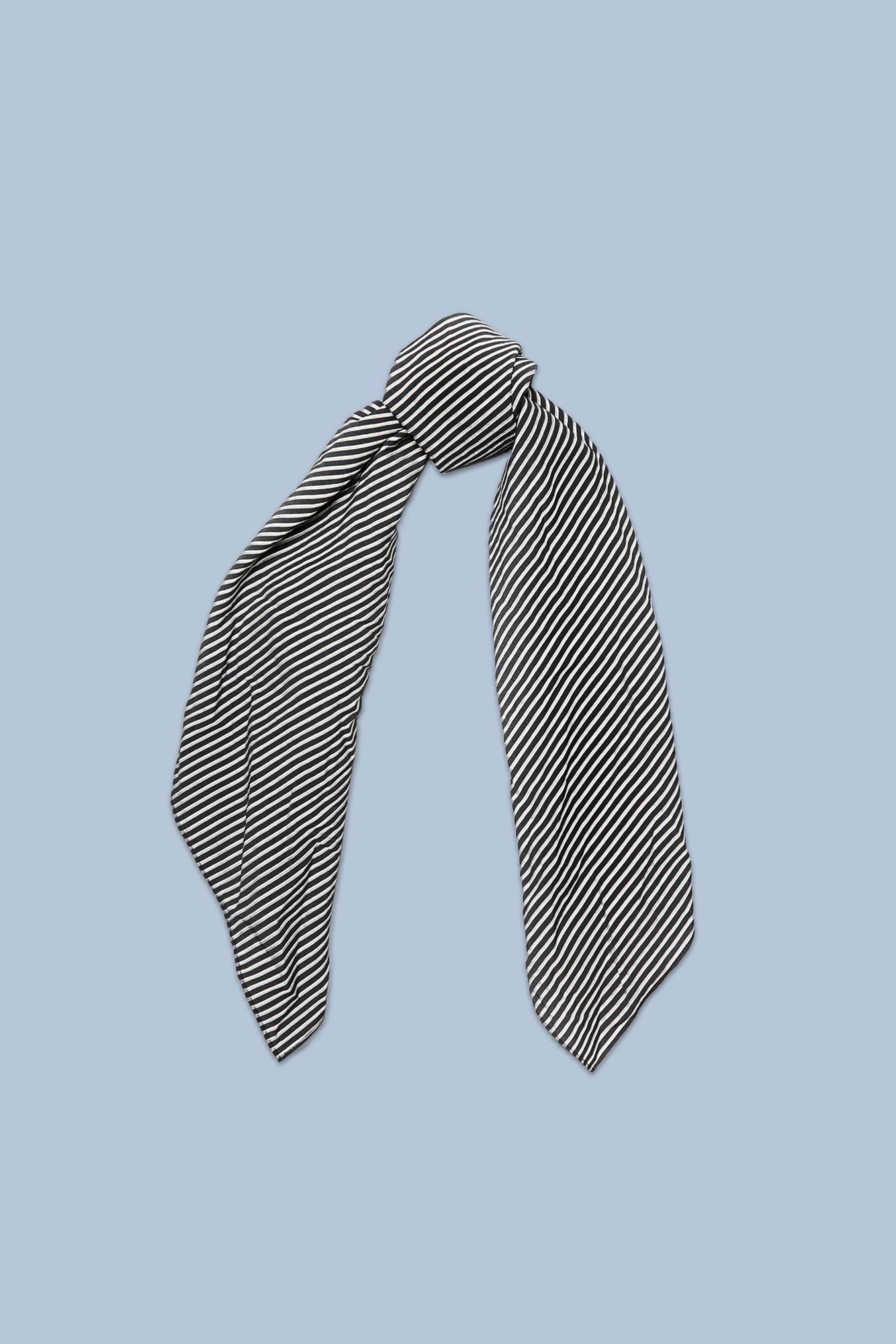 Folded Scarf - Black And White Stripe