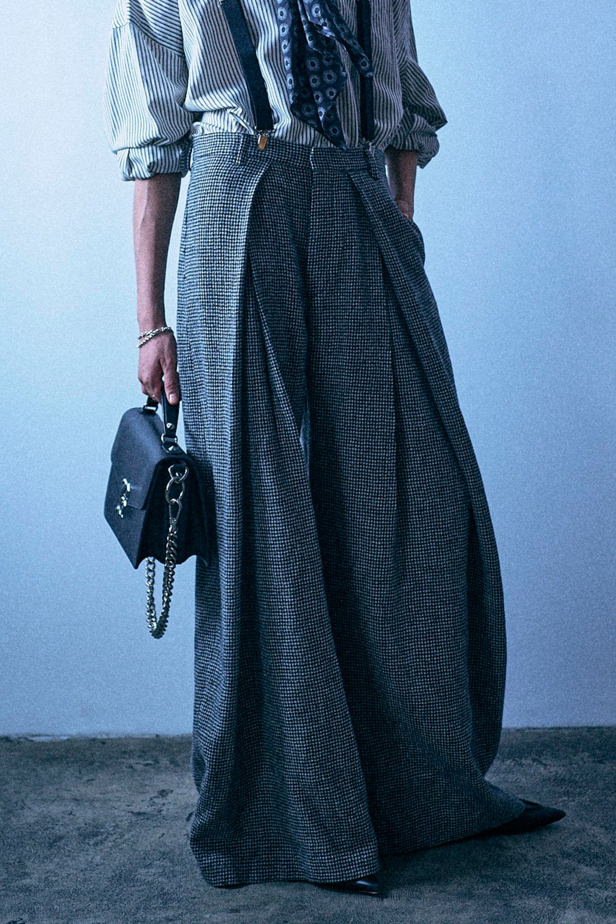 Foldover Trouser - Black And White Houndstooth - R13