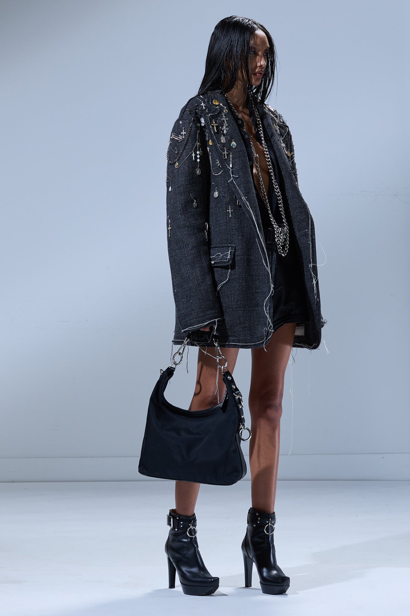 FRAY RAGGED BLAZER - DARK GREY - R13