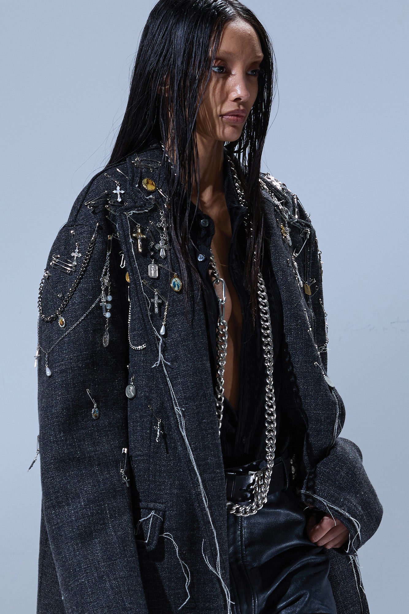 FRAY RAGGED BLAZER - DARK GREY - R13