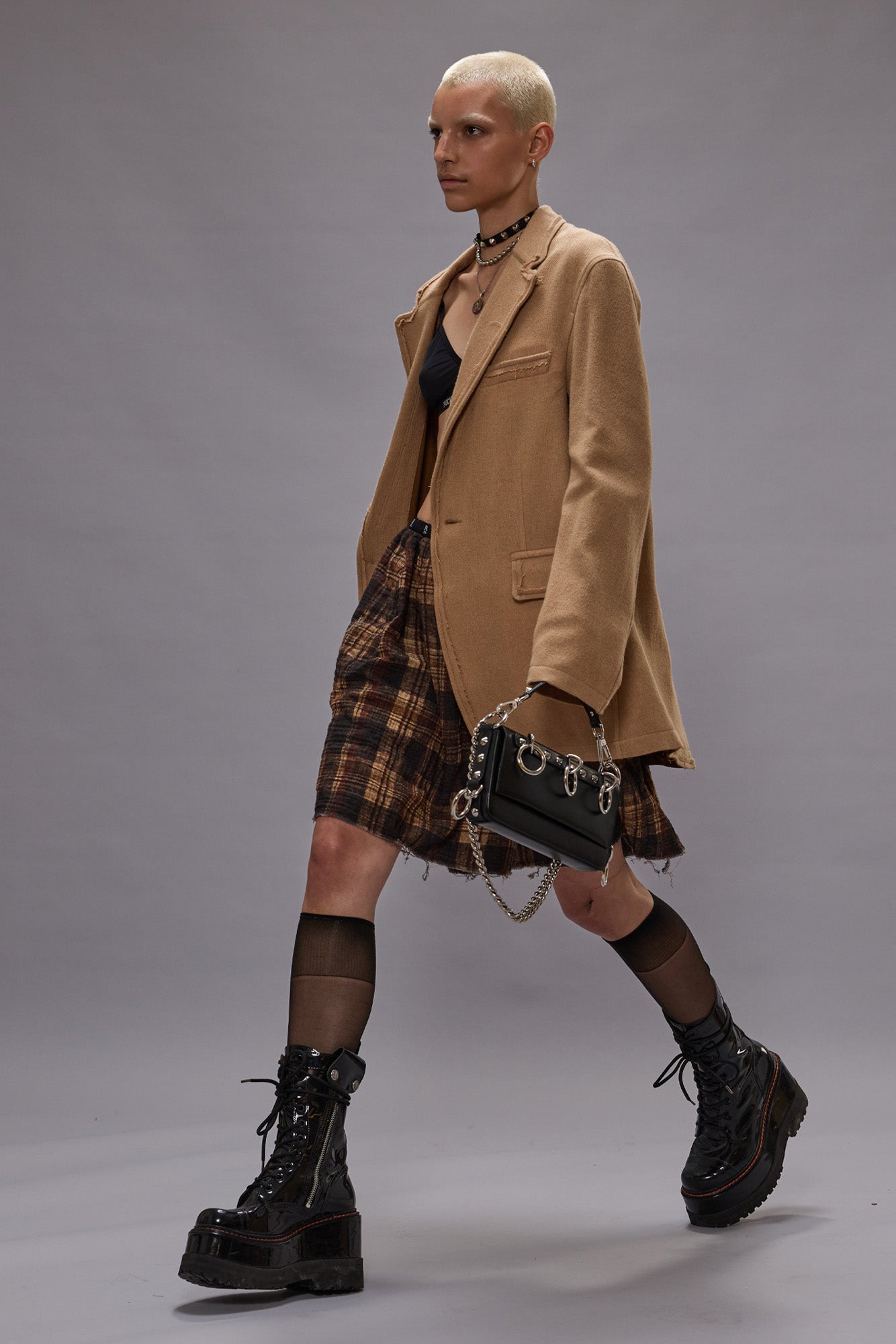 FRAYED EDGE RAGGED BLAZER WITH BACKING - CAMEL - R13