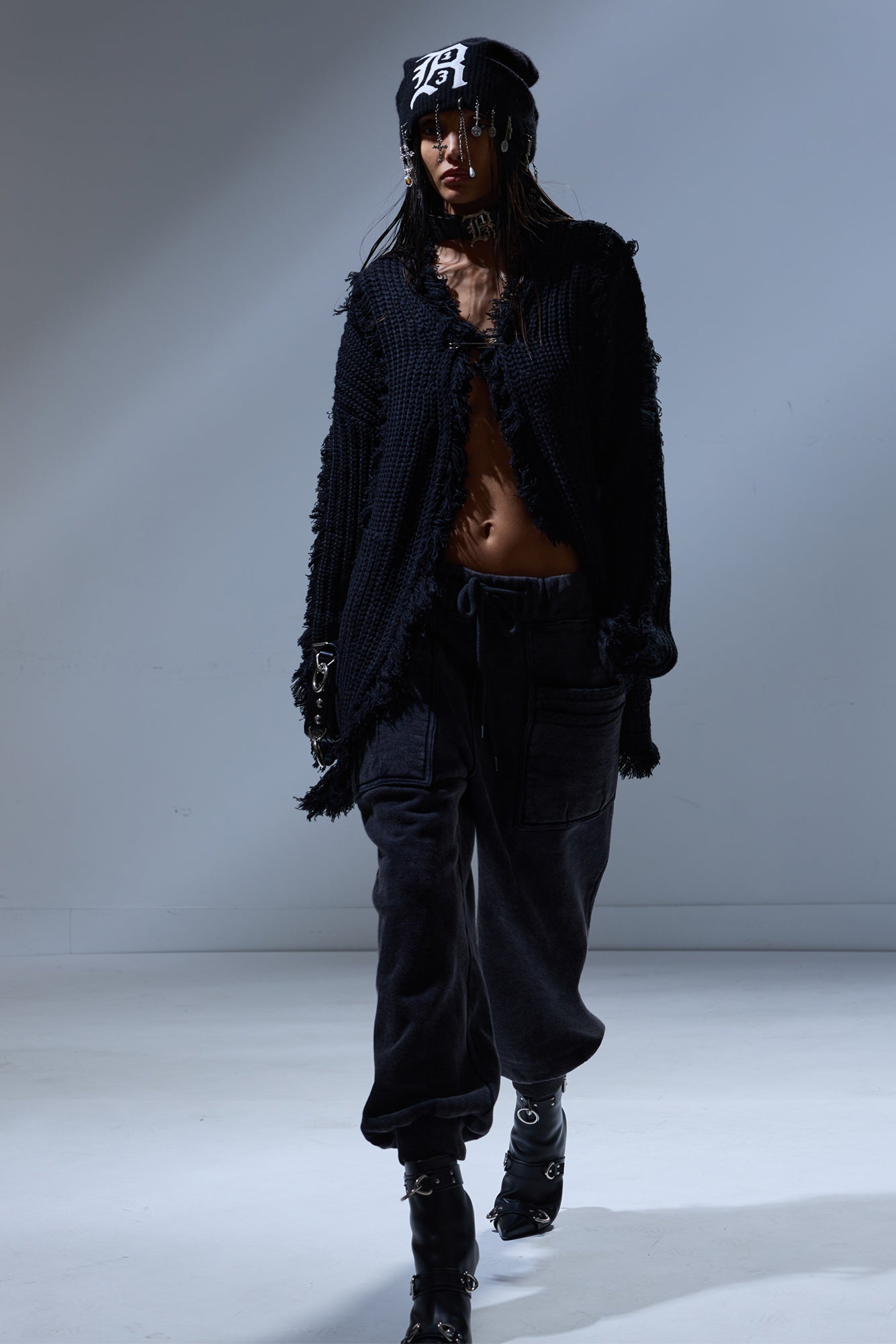 FRINGE CARDIGAN - BLACK - R13