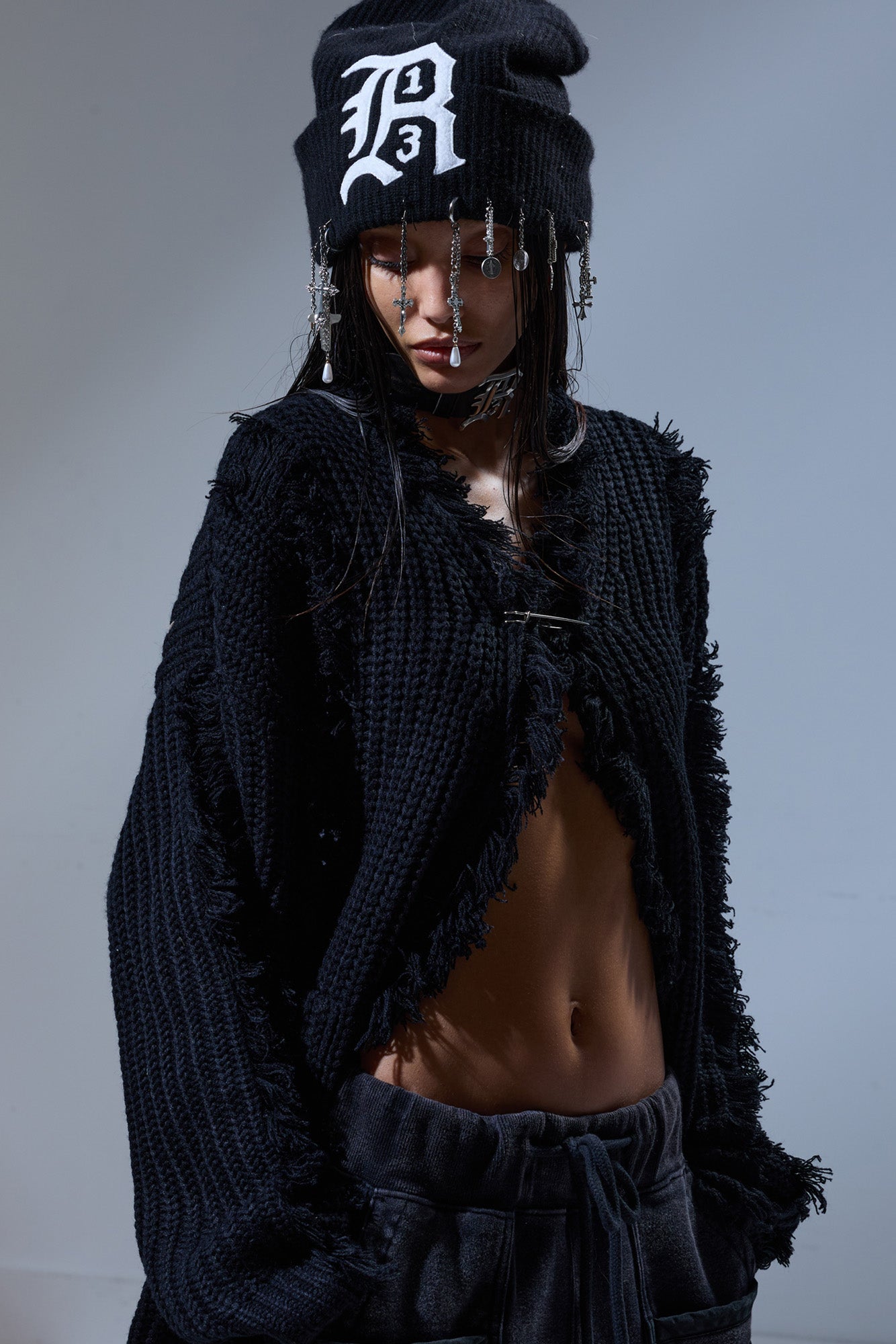 FRINGE CARDIGAN - BLACK - R13