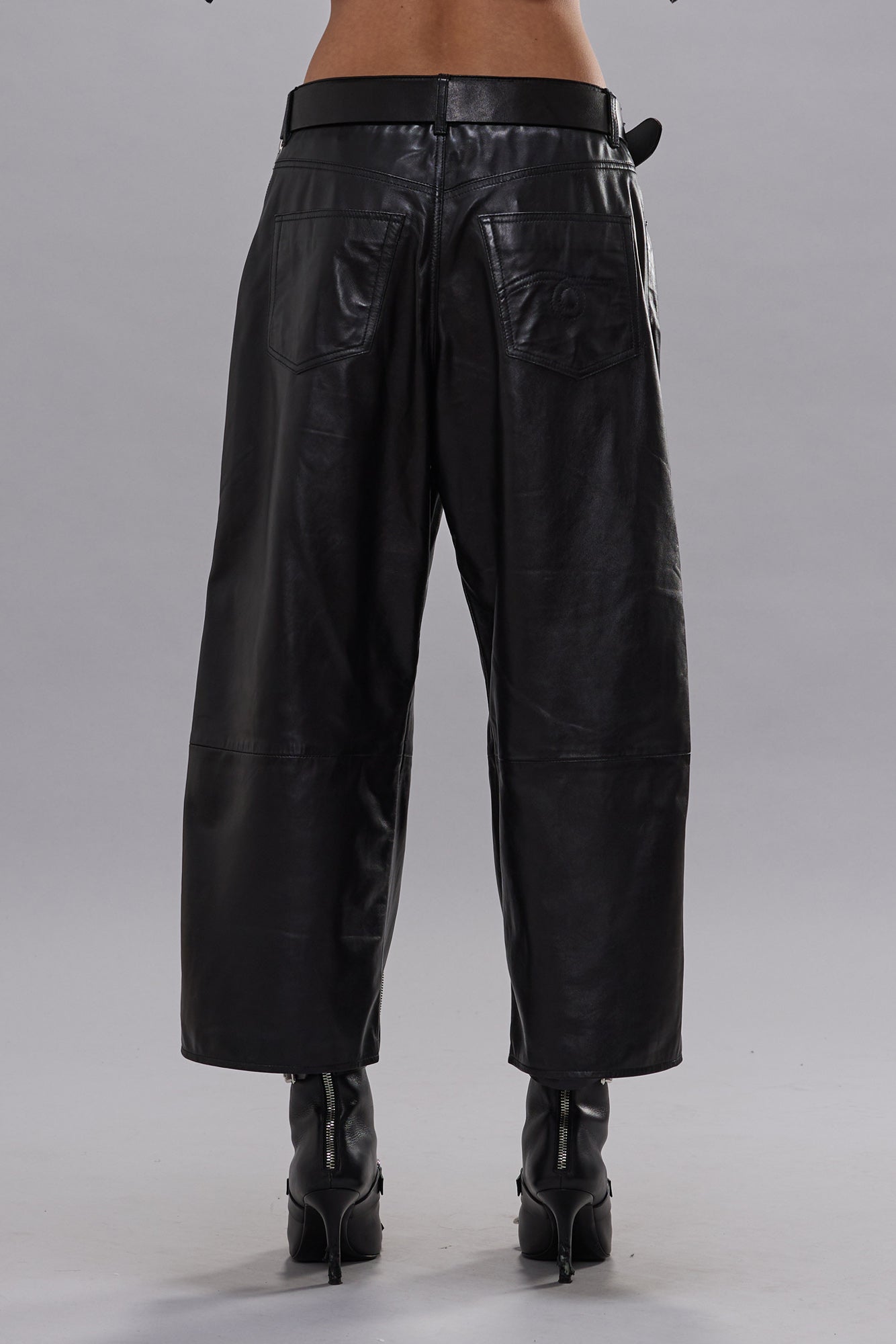FRONT ZIP LEATHER PANT - BLACK - R13