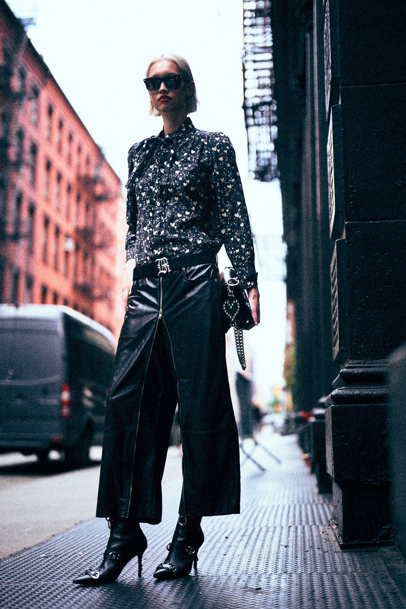 FRONT ZIP LEATHER PANT - BLACK - R13