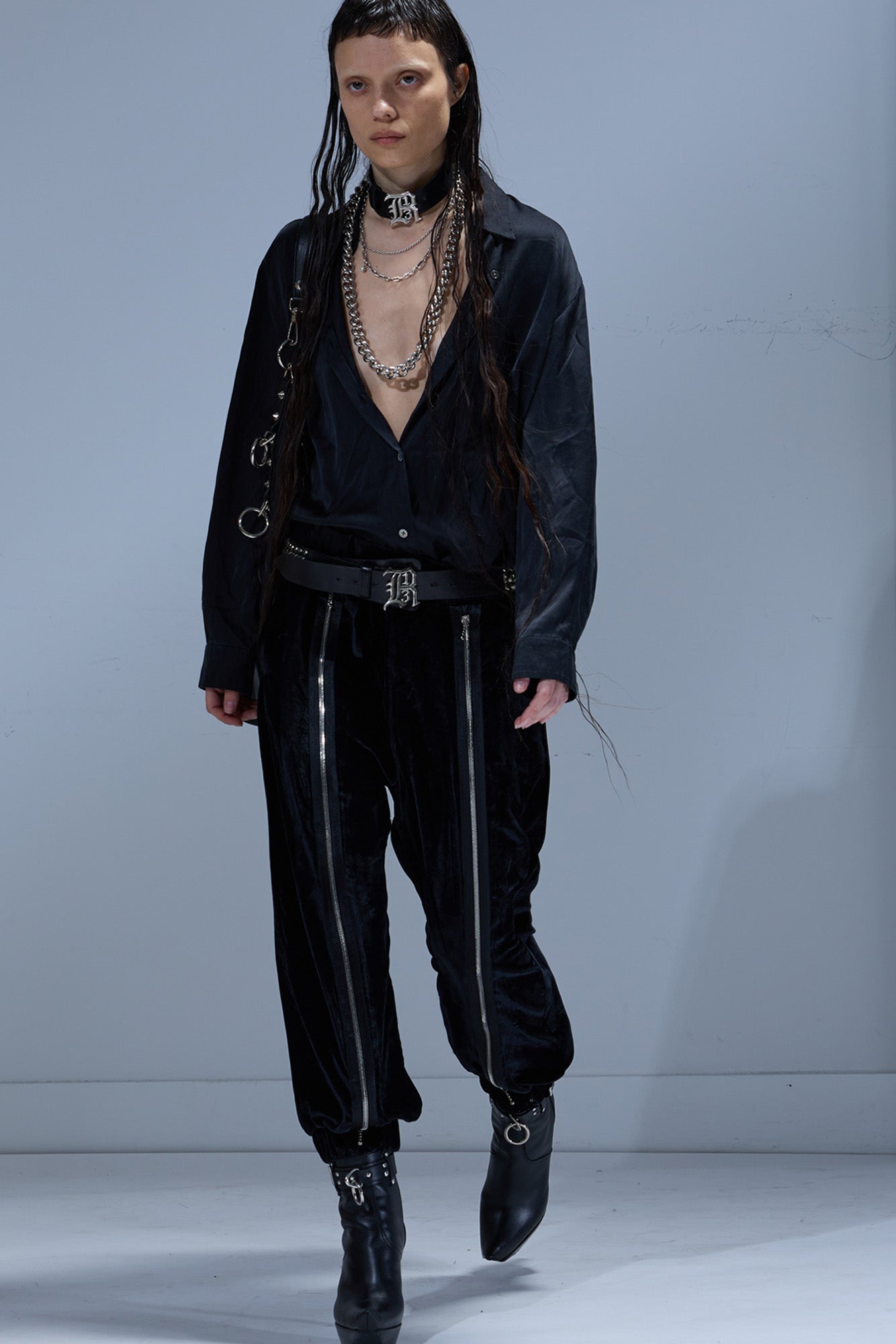 FRONT ZIPPER SWEATPANT - BLACK - R13